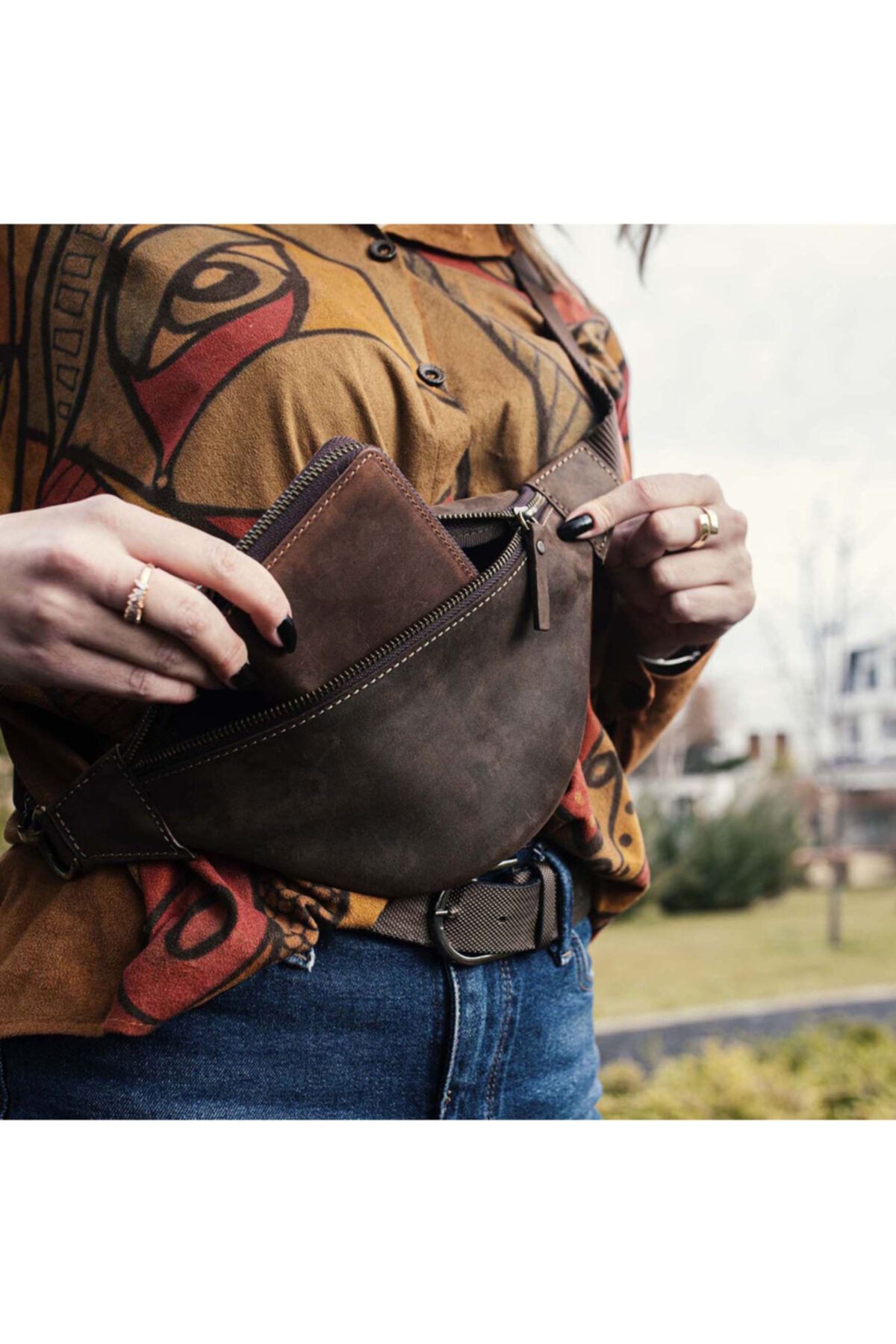 Lonedeer Leather El Yapımı Hakiki Deri Bel Çantası