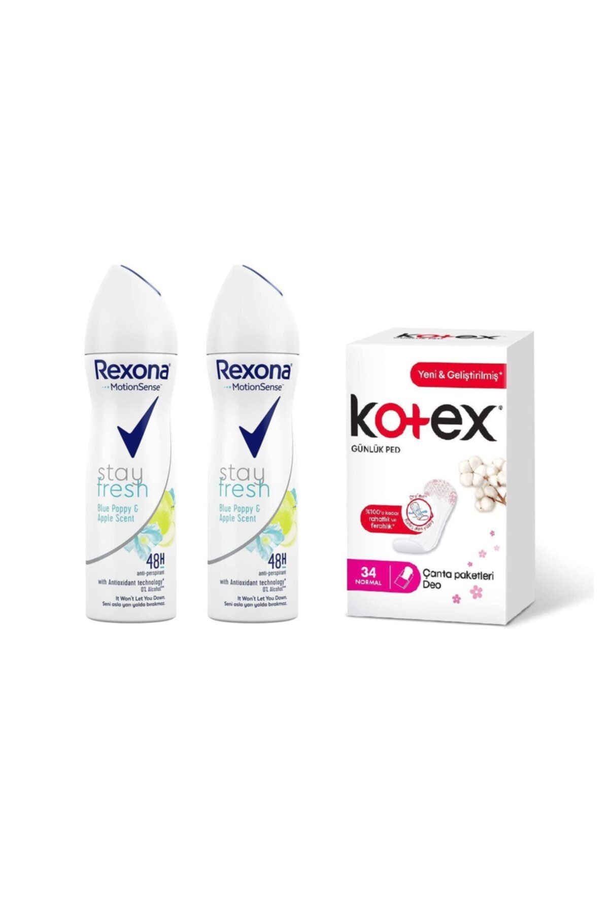 Rexona Stay Fresh Deodorant 150ml+kotex Normal Günlük Ped 34lü Set