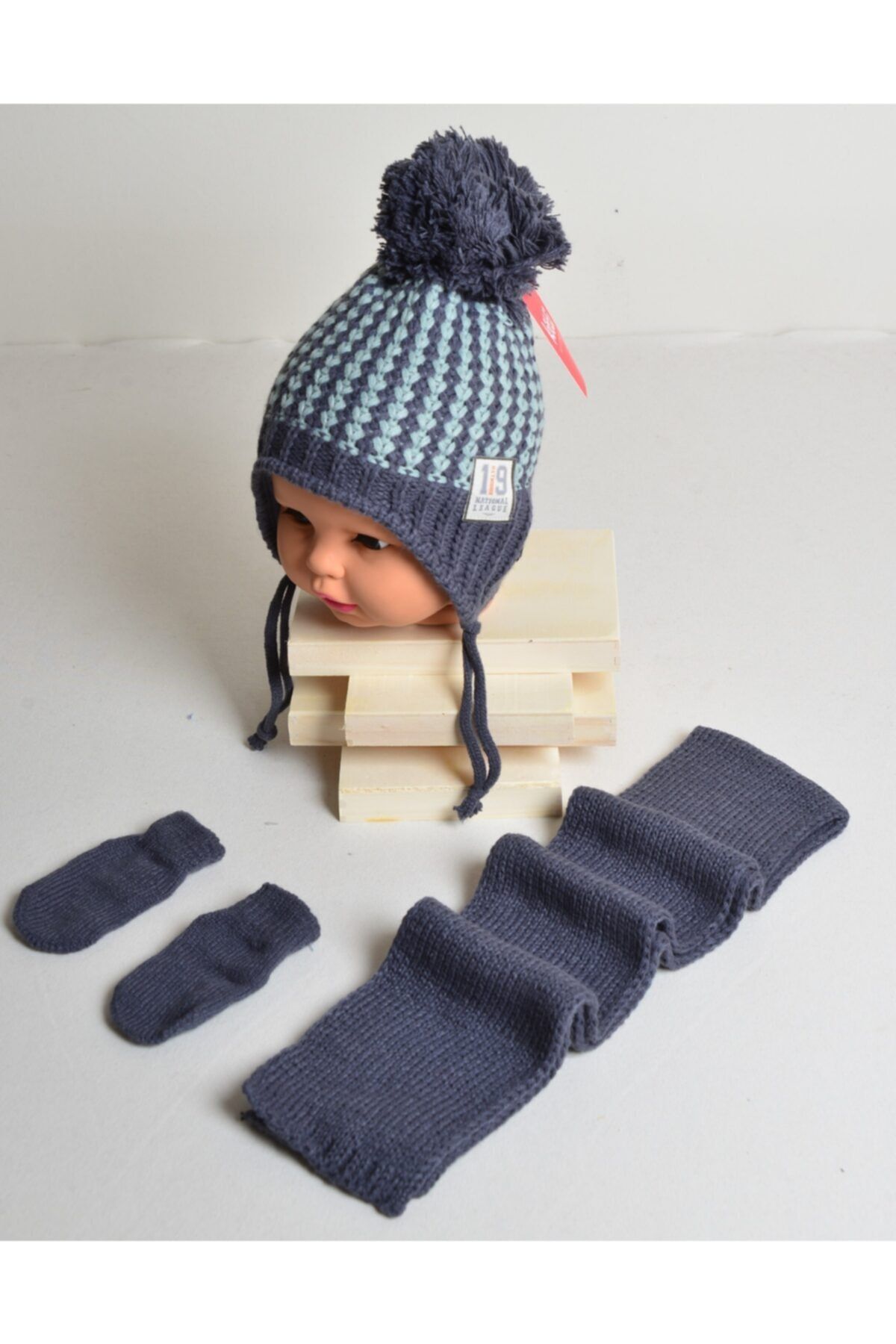 Kitti Erkek Bebek Mavi-Suyeşili 0-18 Ay 3 Lü Set