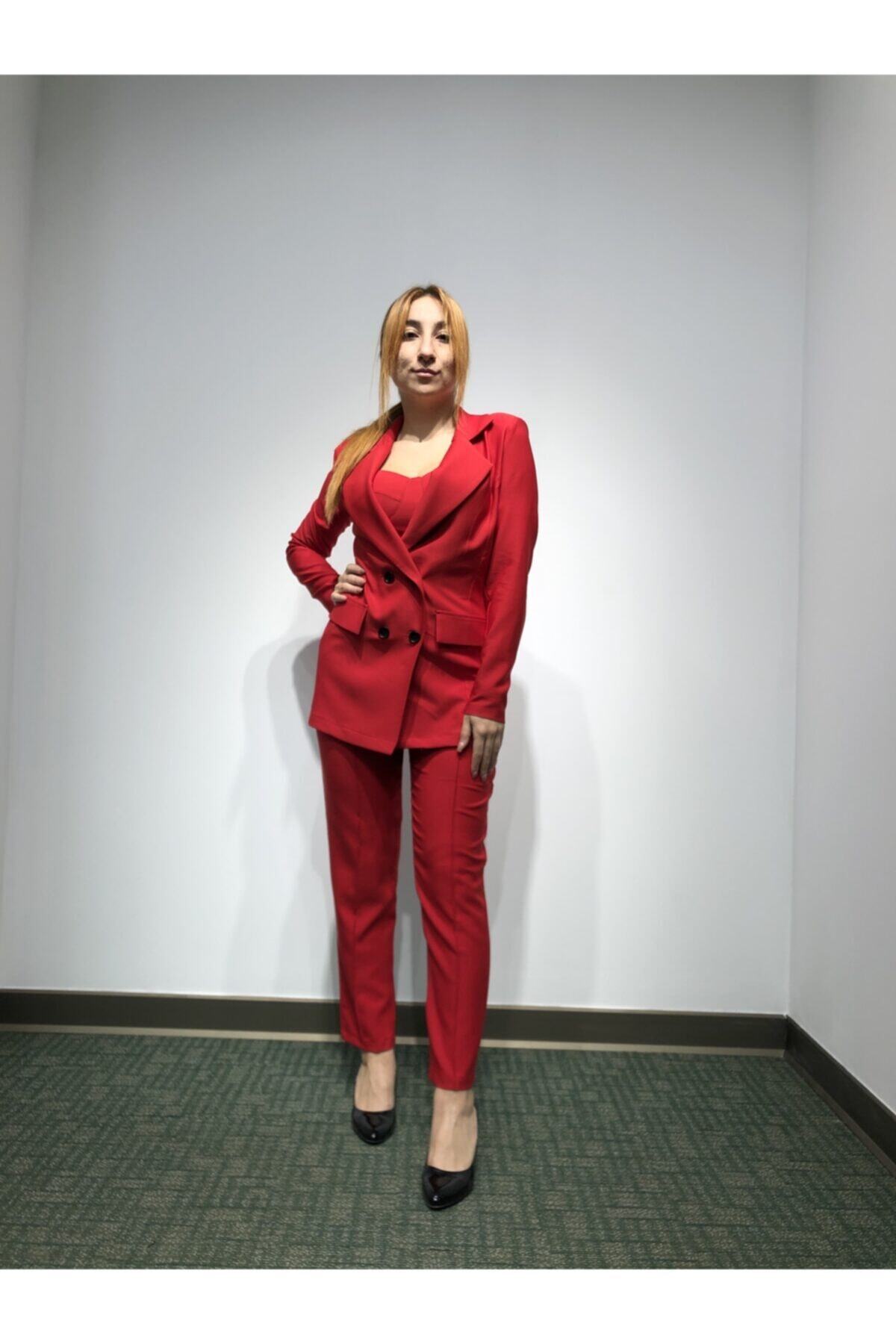 MODA MATMAZEL 3lü Takım Pantolon Büstiyer Ceket