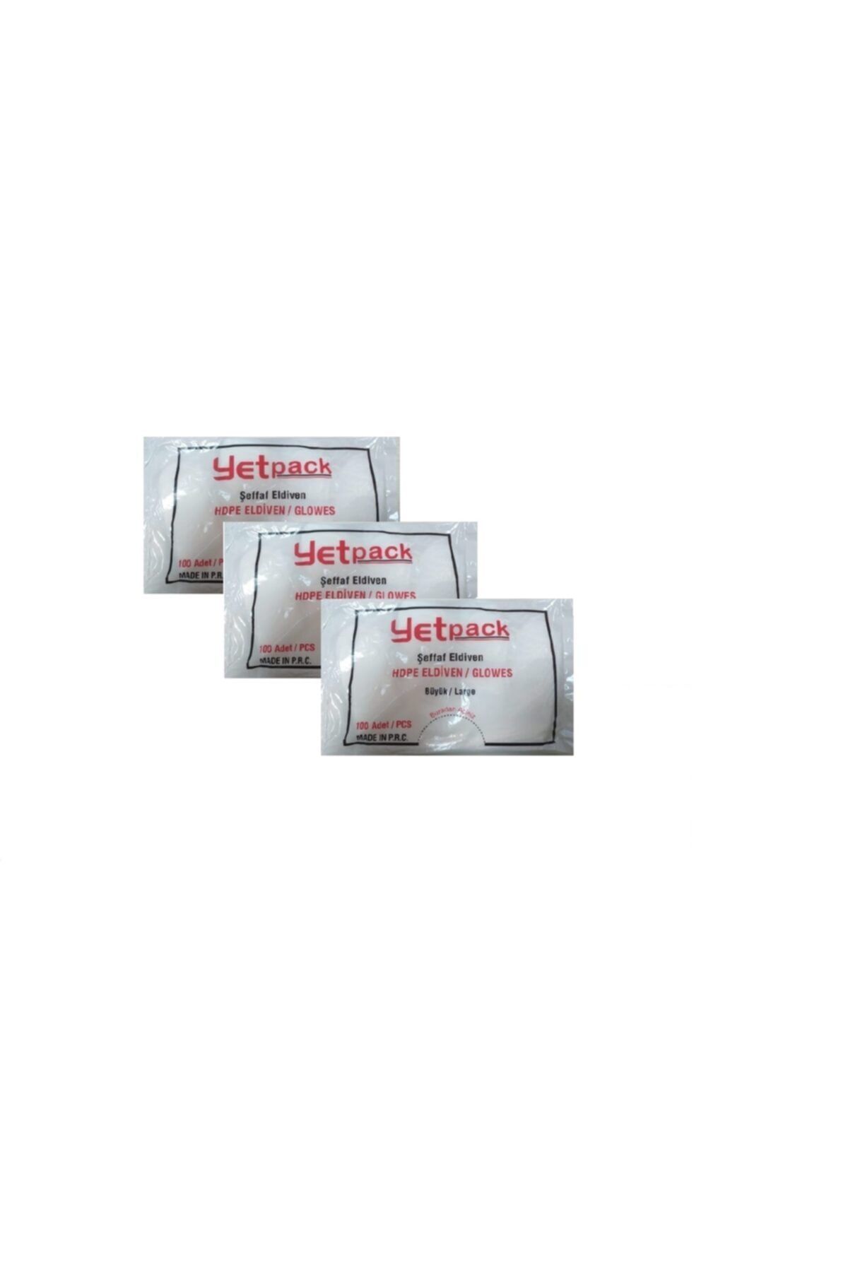 Beybi Yetpack Hdpe Şeffaf Eldiven 100'lü L Beden Tek Kullanımlık X 3 Paket