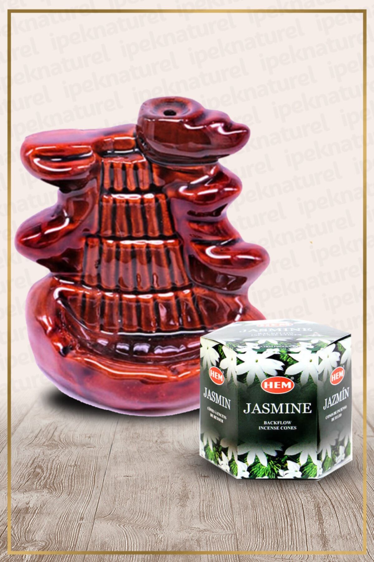 İpek Naturel Kahve Şelale Buhurdanlık Ve Jasmine (yasemin) Konik Tütsü Set