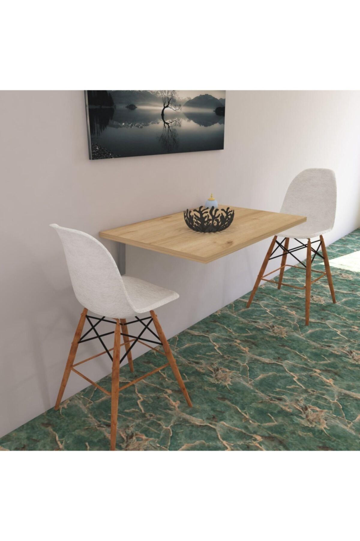 Mobitell 60x90 Cm Düz Duvara Monteli Katlanabilir Masa Meşe