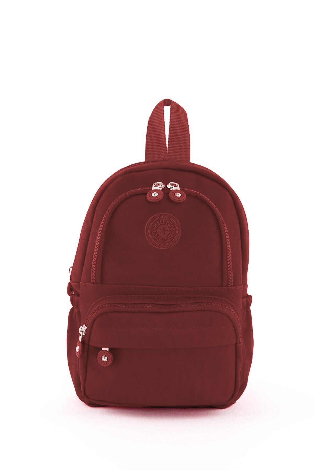 BAGzy Kadın Bordo 28cm 22cm Mini Krinkıl Sırt Çantası