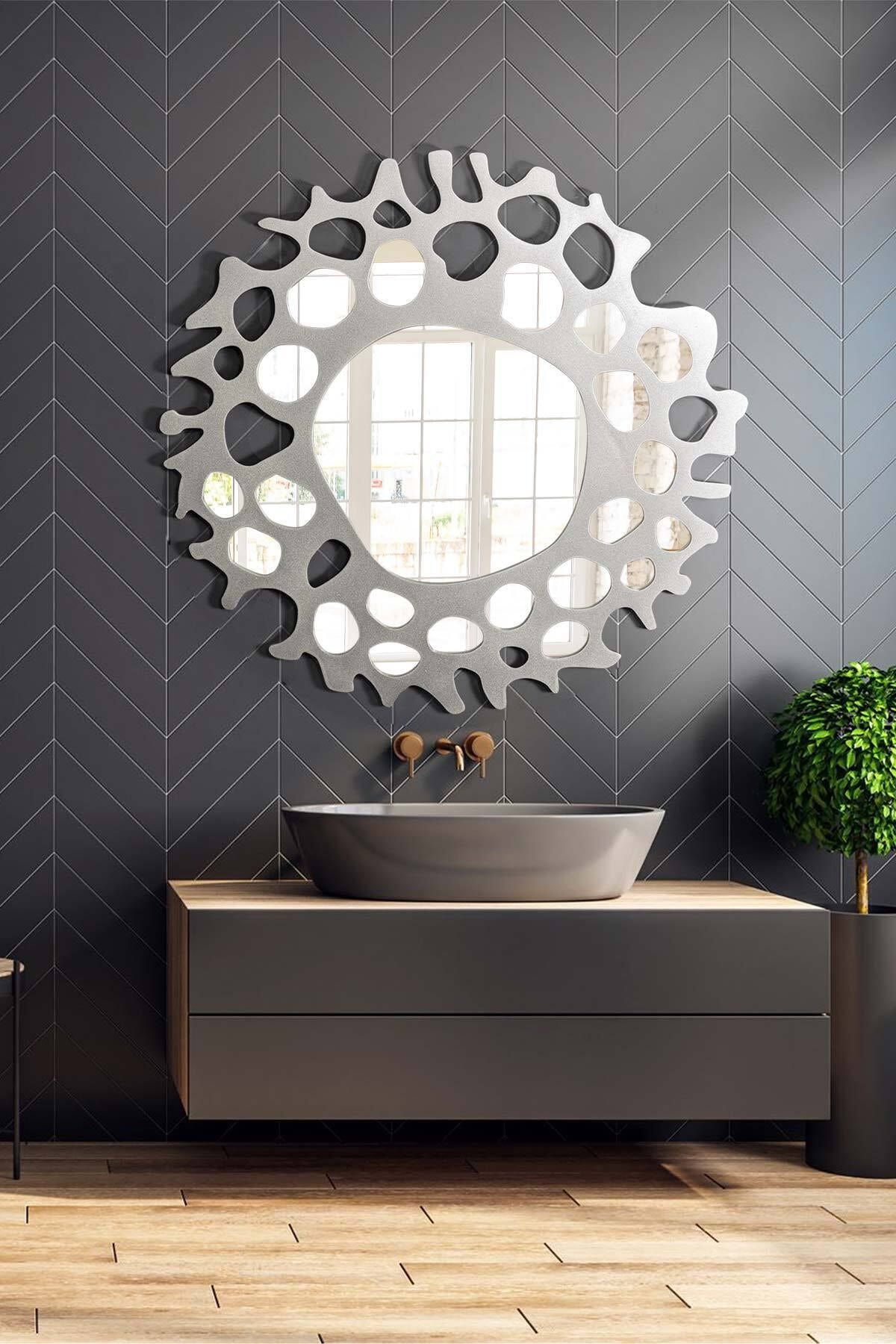 bluecape Sunset 90cm Gümüş Dekoratif Ayna Koridor Dresuar Duvar Salon Banyo Ofis Çocuk Yatak Odası Boy Aynası