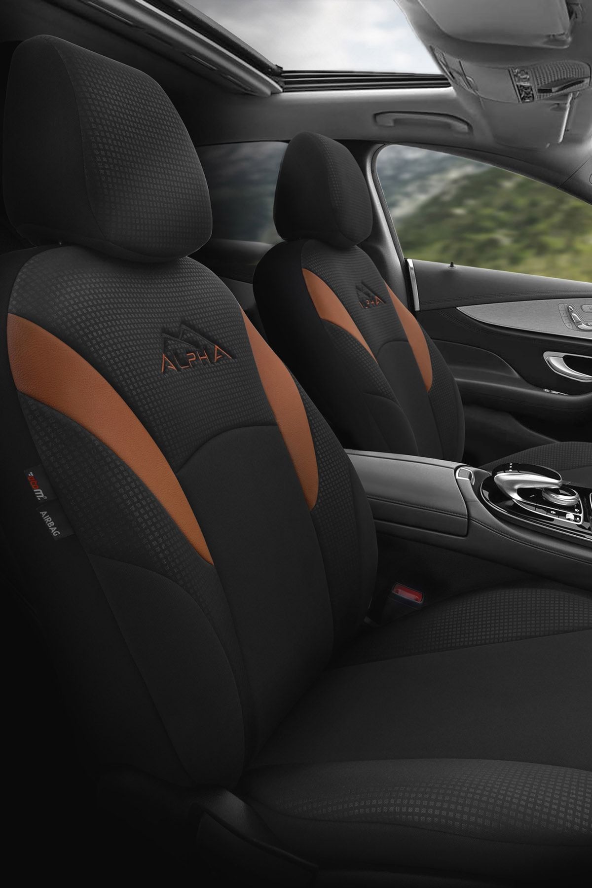 Otom Airbag Dikişli Özel Tasarım Oto Koltuk Kılıfı - Yeni Alpha Design Siyah-taba Aph1603