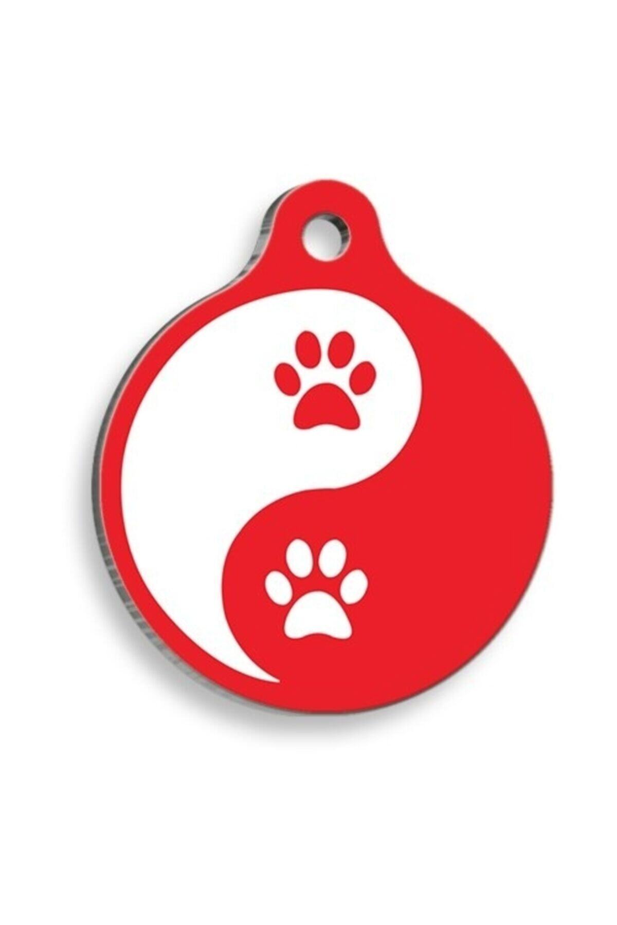 altın pati Zen Pati Kırmızı Yuvarlak Kedi Ve Köpek Künyesi