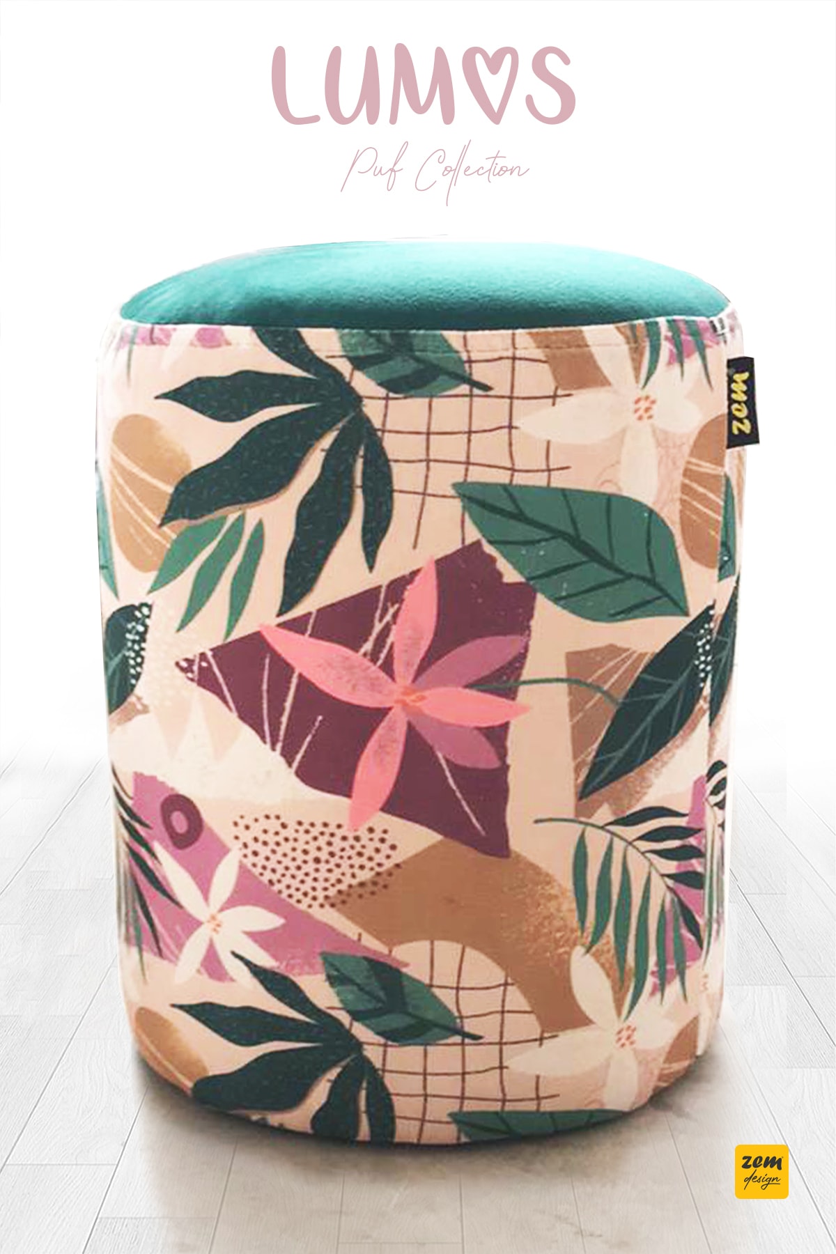 Zem Lumos Yaprak Desenli Puf
