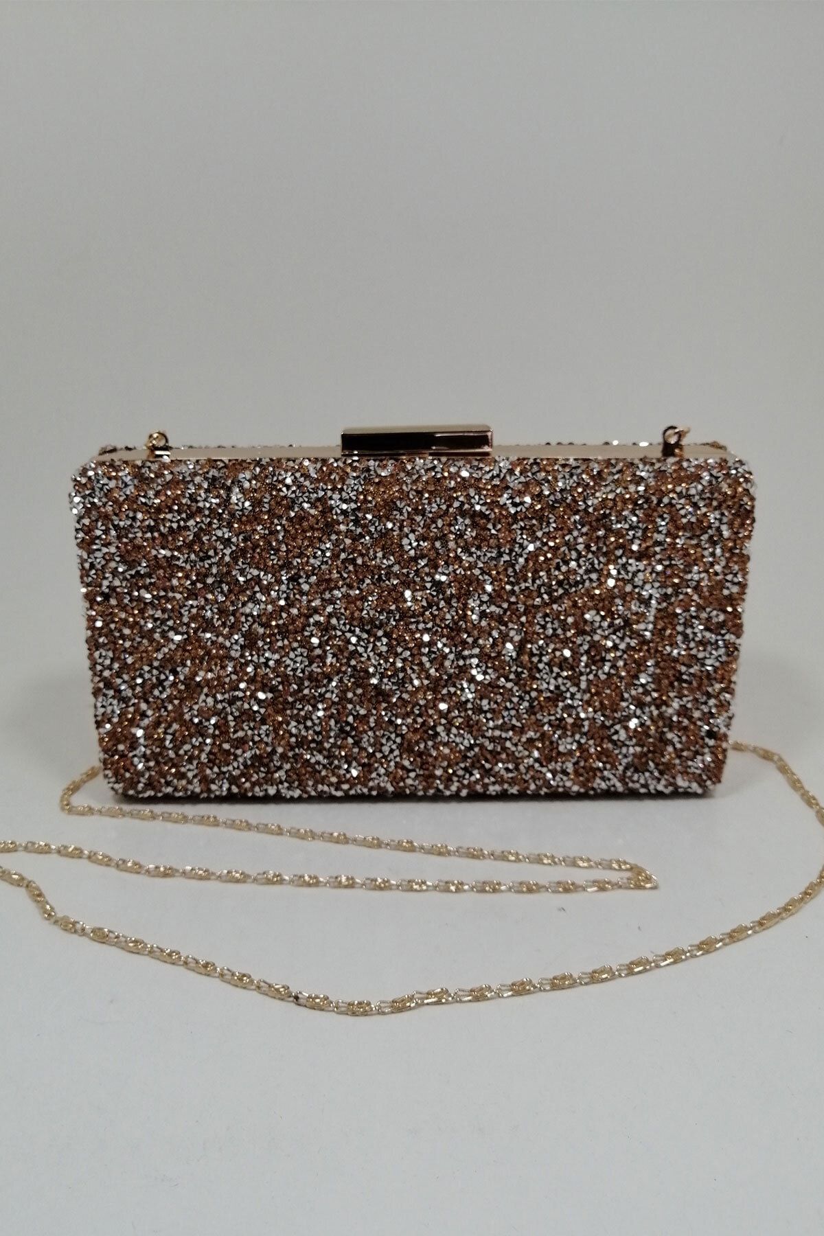 PARKTAN Gece Gold Kadın Taşlı Abiye Clutch Portföy Çanta