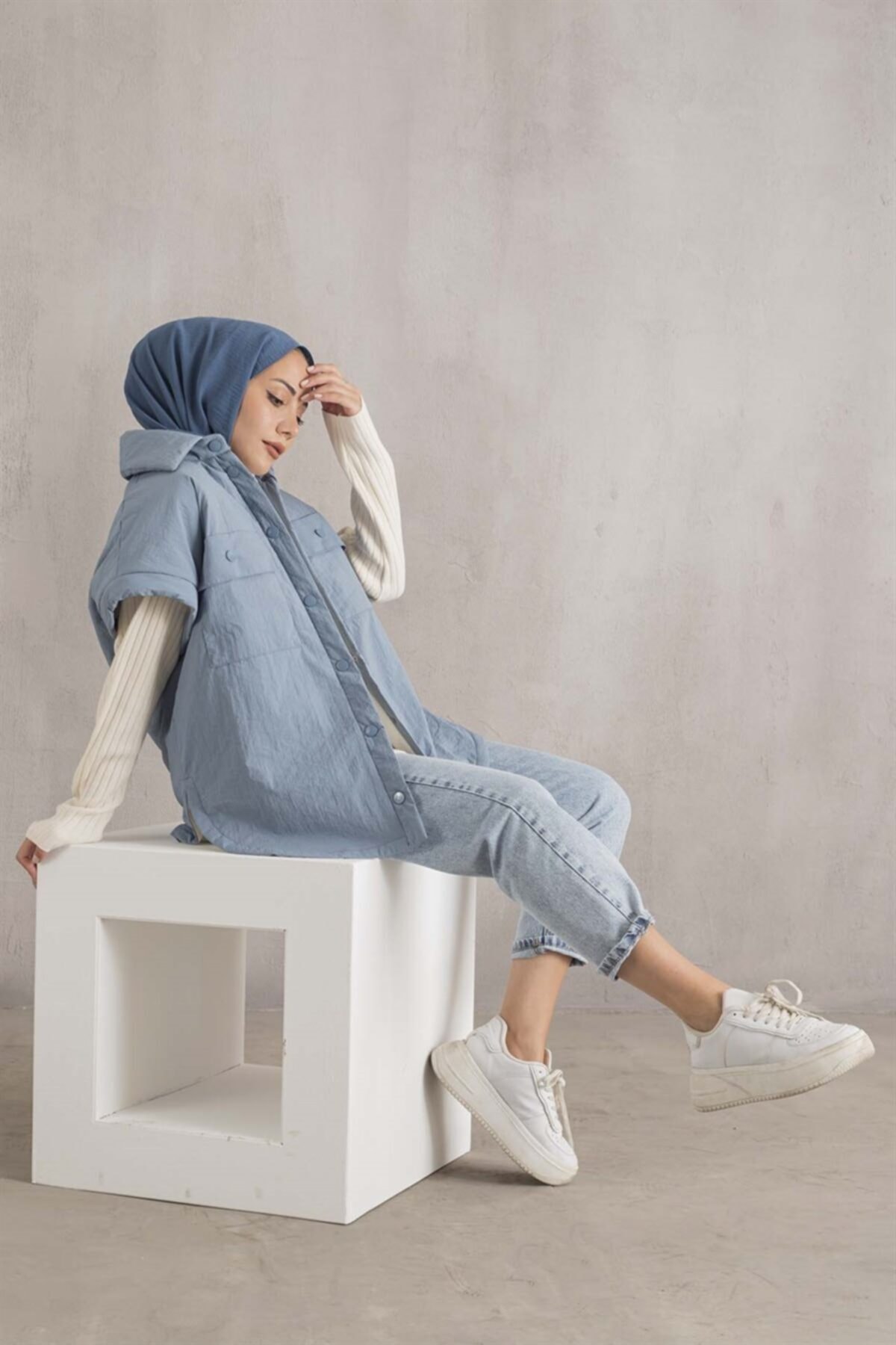 moda ala Oversize Çok Kullanışlı Mont Bebe Mavisi