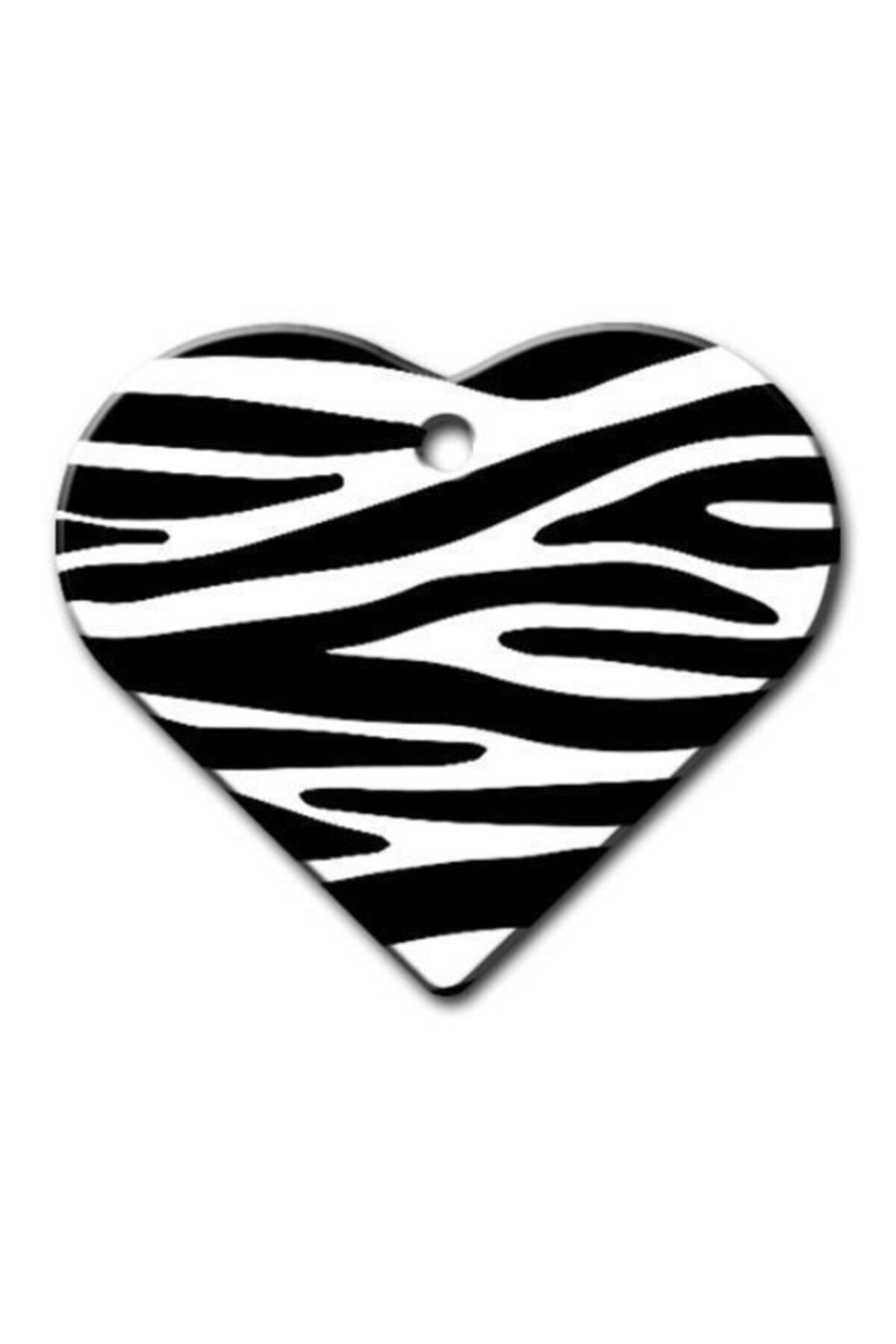 altın pati Zebra Desenli Geniş Kalp Kedi Köpek Künyesi