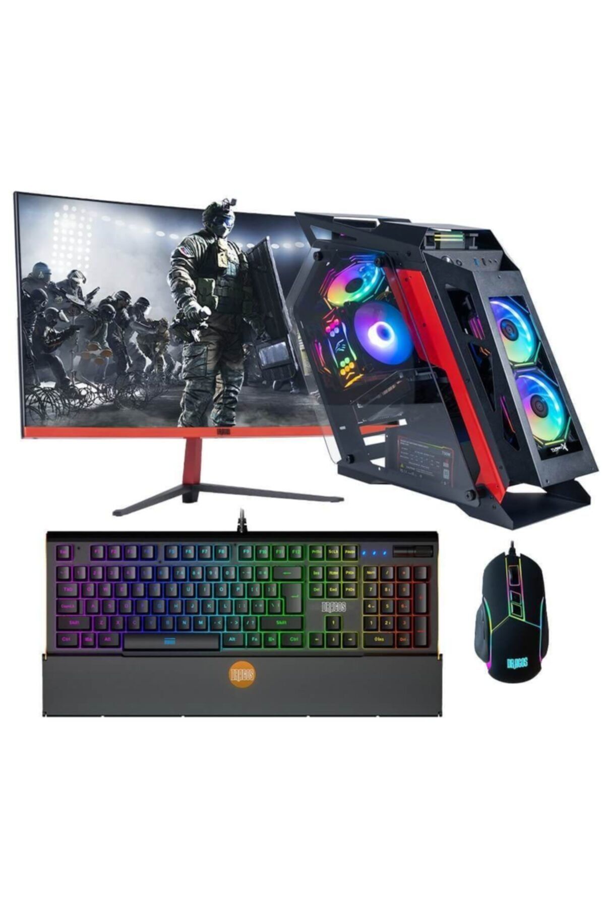 DRAGOS Drx874 I7 9700 16gb Ram 256gb M.2 Nvme Ssd 4gb Rx550 23.6'' 165hz Curved Oyun Bilgisayarı
