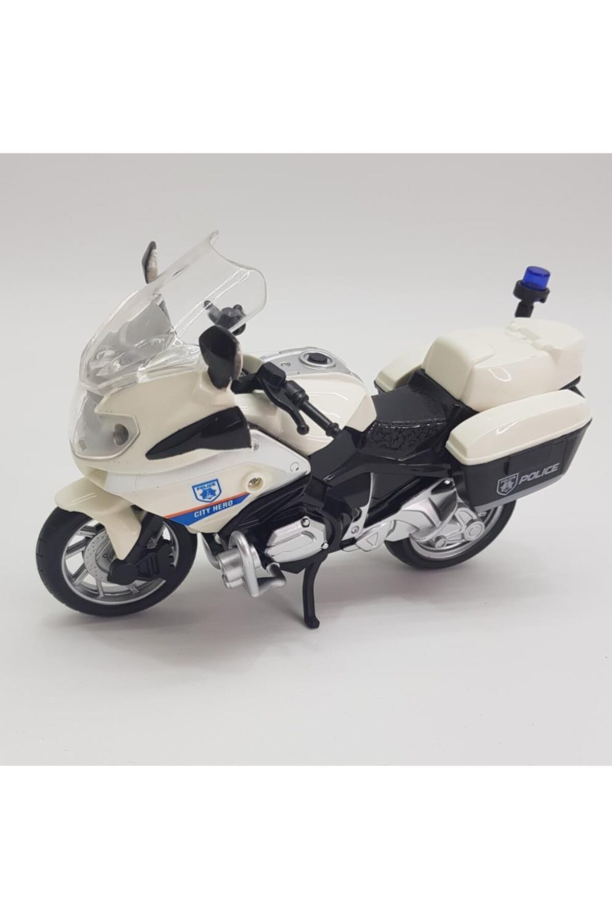 Kelebek Oyuncak Kutulu Işıklı Sesli Model Polis Motoru - Beyaz