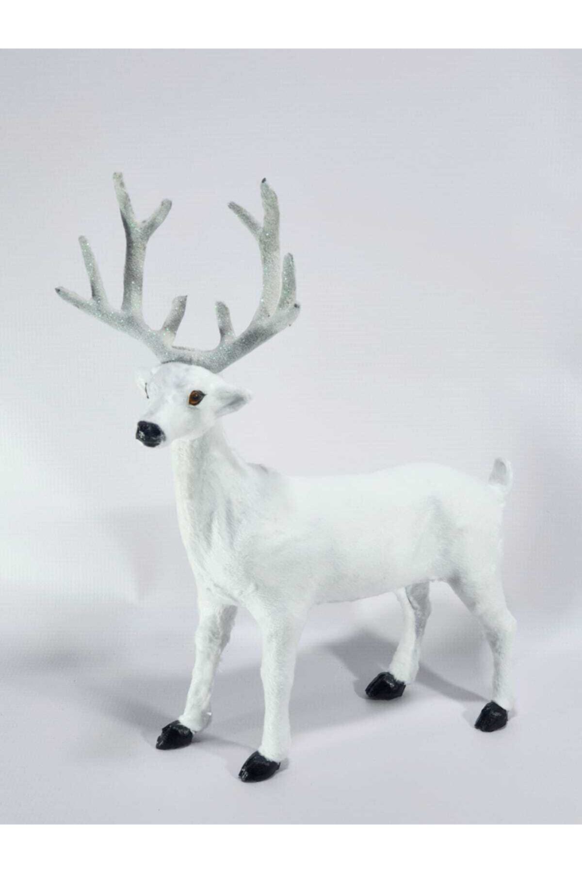 Pumpkin Hediyelik Eşya Yılbaşı Yeni Yıl Christmas New Year Konsept Christmas Deer Beyaz Yılbaşı Geyiği 40x30cm Ebat