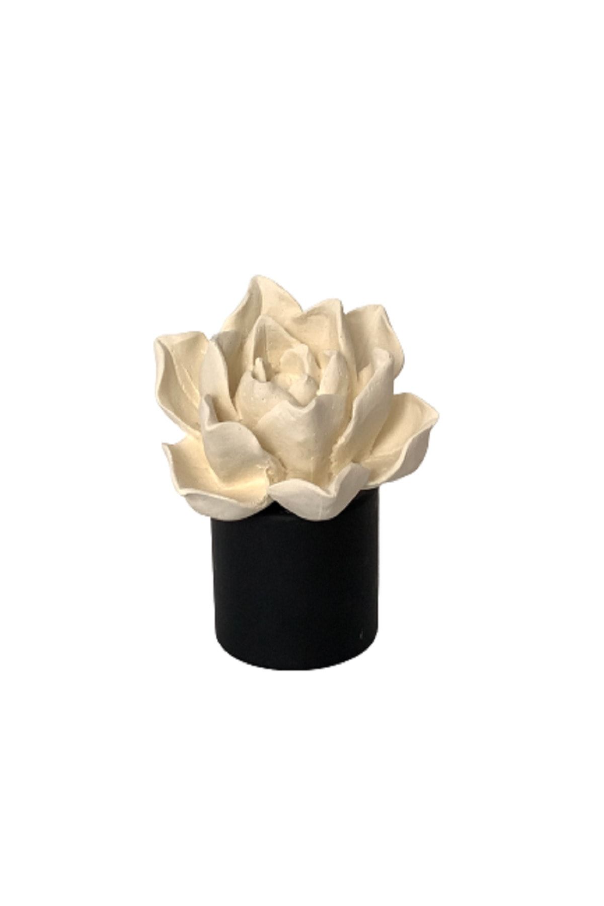 Ssakura Mum 200 Cc Siyah Mat Cam Şişe Lotus Çiçek Seramik Taşlı Dark Amber Oda Kokusu