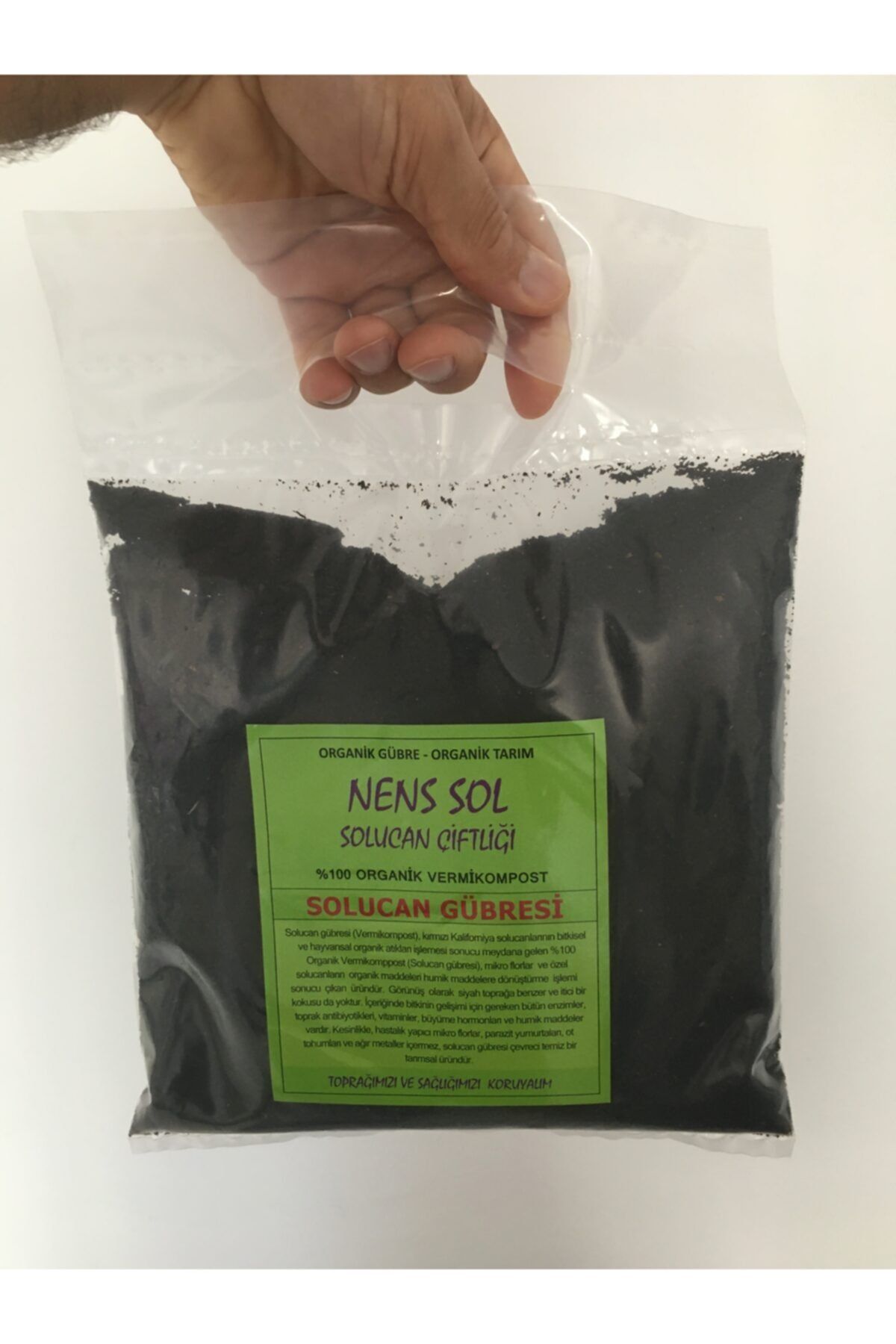 NENS SOL ORGANİK SOLUCAN GÜBRESİ 1 Kg Organik Vermikompost Solucan Gübresi Bitki Besini Şeffaf Takviyeli Paket