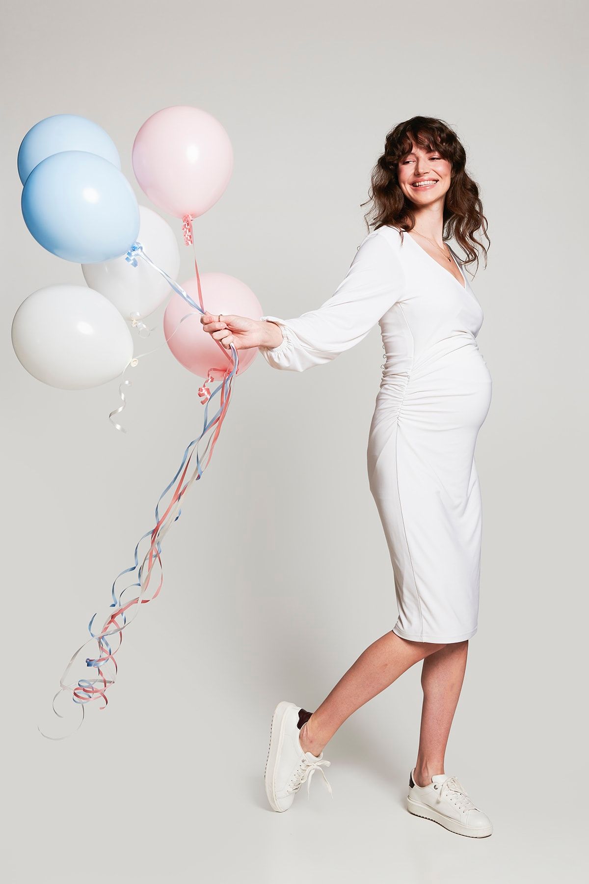 LYN MAMA Dolly Ekru Hamile Babyshower Elbisesi
