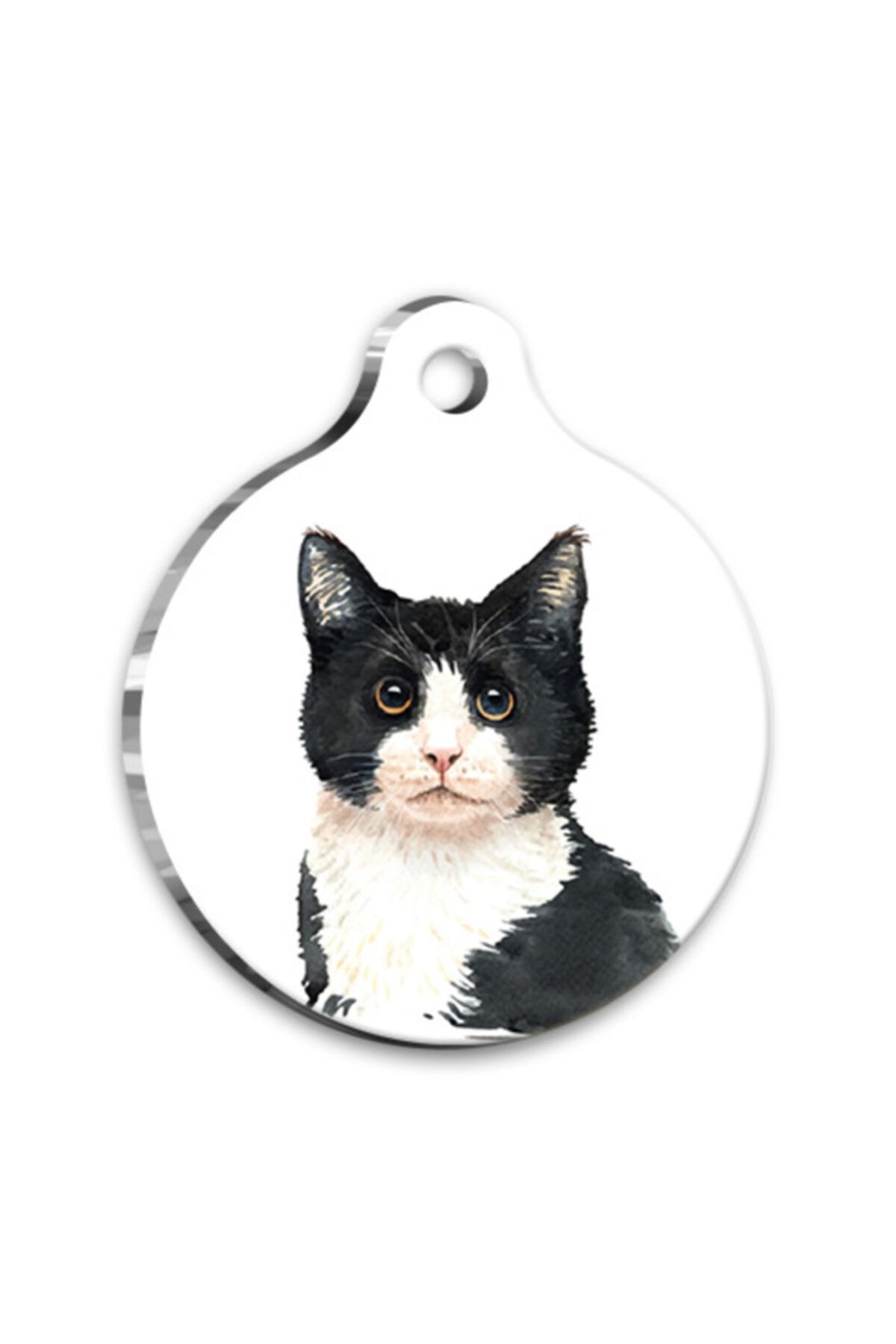 altın pati Suluboya Yuvarlak Kedi Künyesi