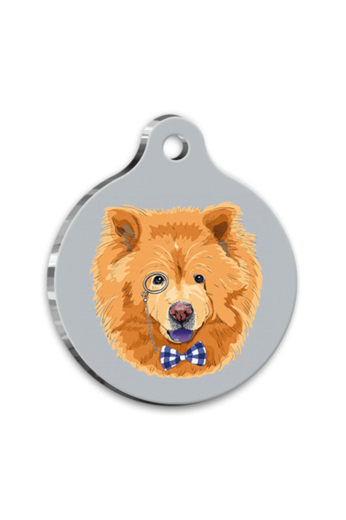 altın pati Tasarım Chow Chow Yuvarlak Köpek Künyesi
