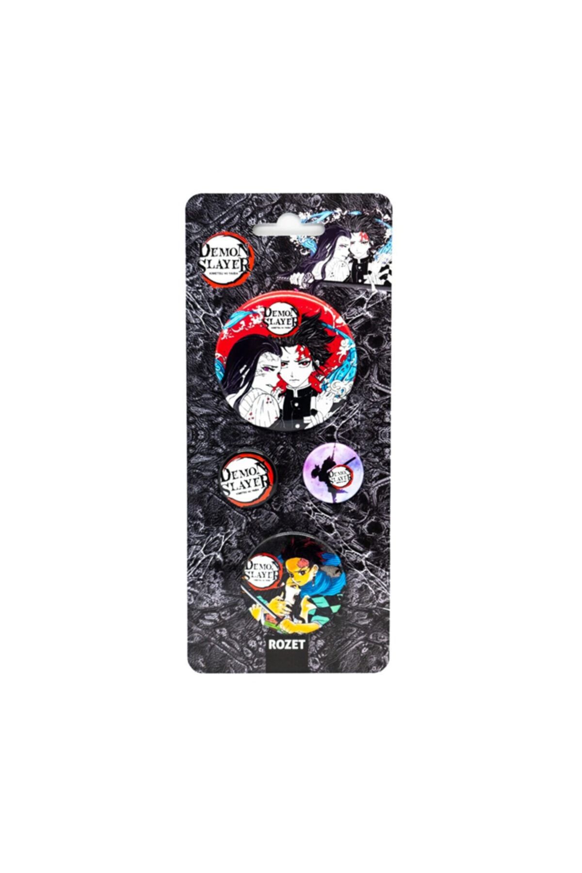 AlpCollection Demon Slayer Anime Iğneli Renkli Metal 4 Adet Rozet Broş