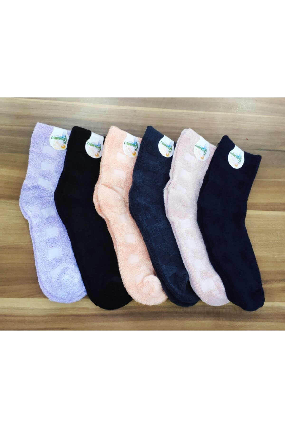 erceys Bayan 6'lı Bambu Ters Havlu Yarım Konç Kışlık