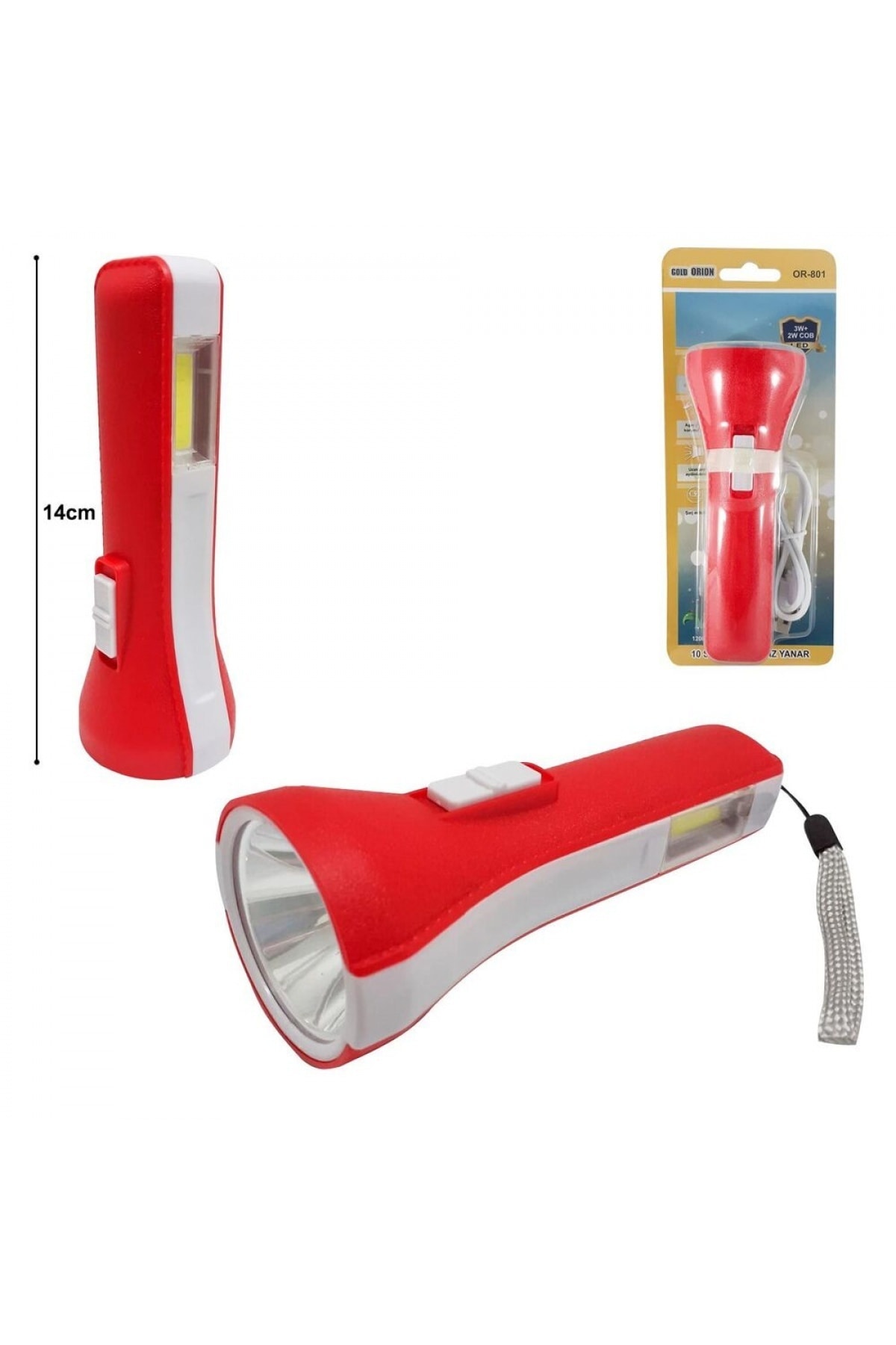 DREAM VEGA Gold Orıon Or-801 3 Watt + 2 Watt Cob Led'li Şarjlı El Feneri