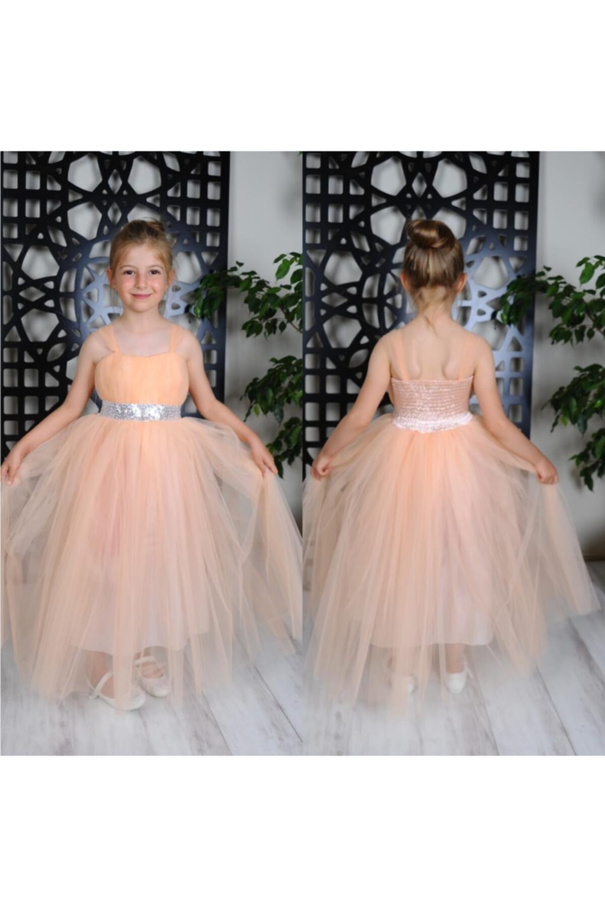 Mashotrend Gümüş Bel Detaylı Yavru Ağzı Askılı Çocuk Elbise