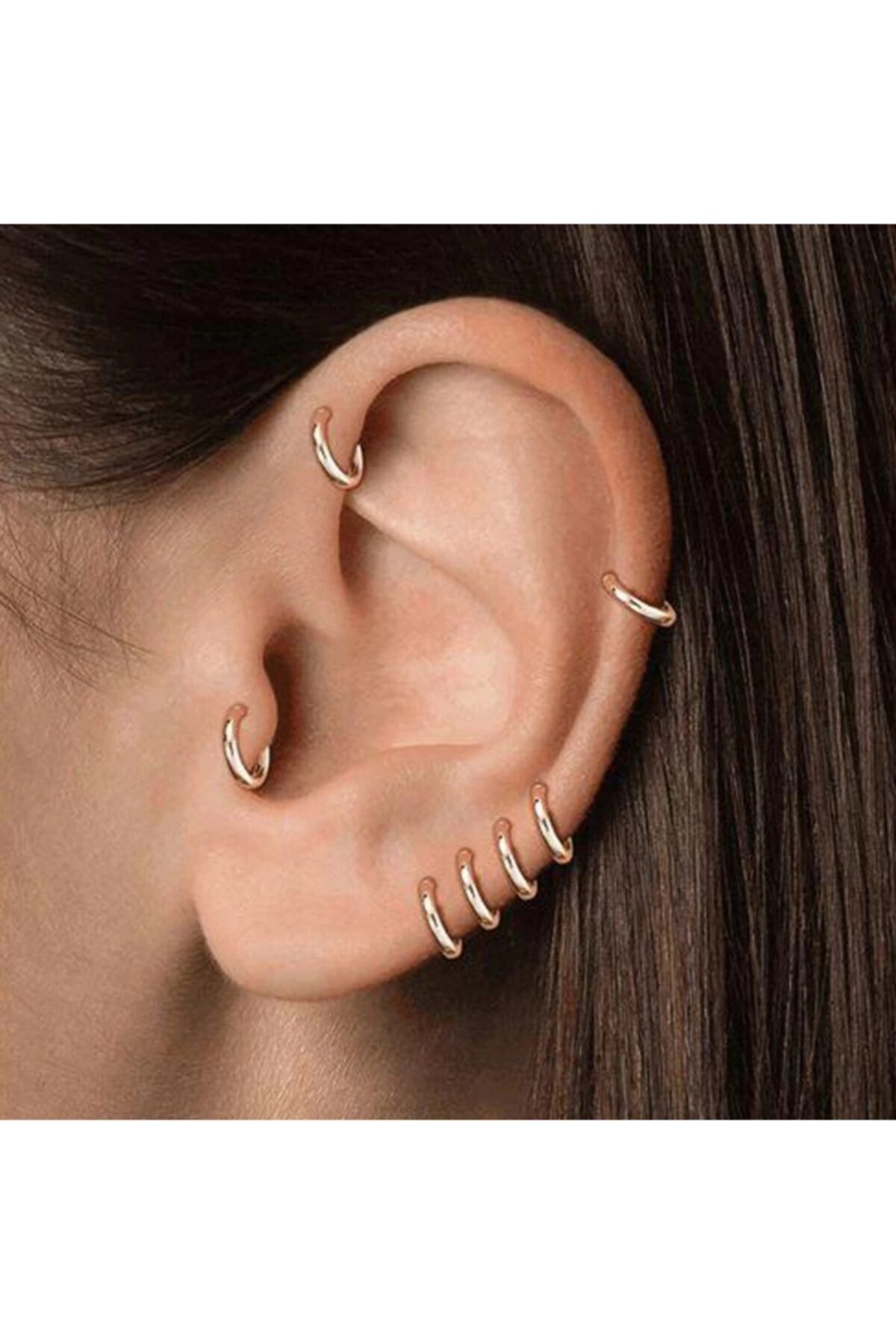 TakıConcept Çelik Mini Boy Kıkırdak Tragus Helix Halka Gold Küpe