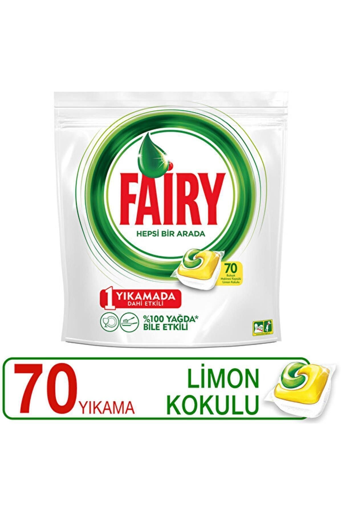 Fairy Marka: Hepsi Bir Arada 70 Yıkama Bulaşık Makinesi Deterjanı Kapsülü Limon Kokulu