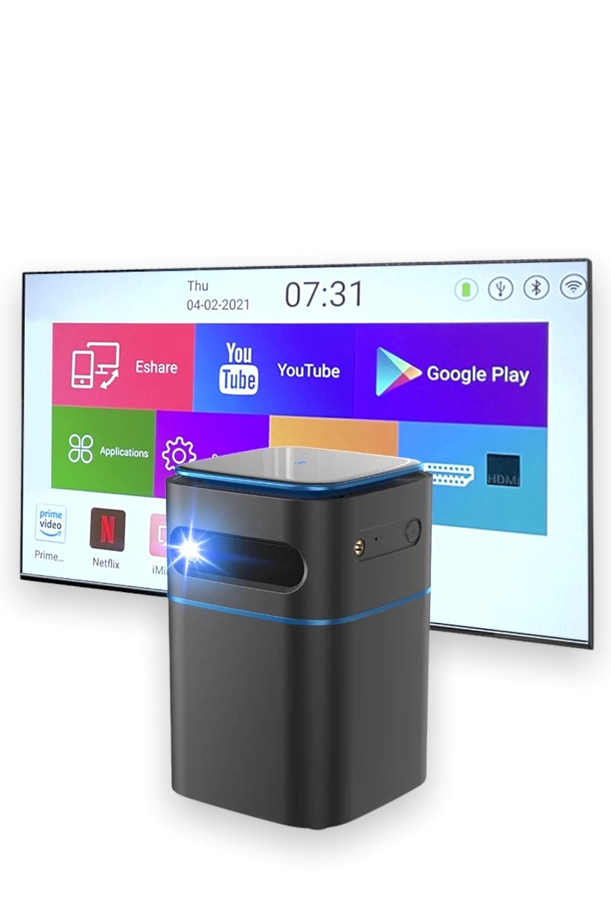 MATEO Akıllı Portatif Smarttv,netflix,youtube,android, Ios, Wifi &, 4k Bataryalı Projeksiyon Cihazı