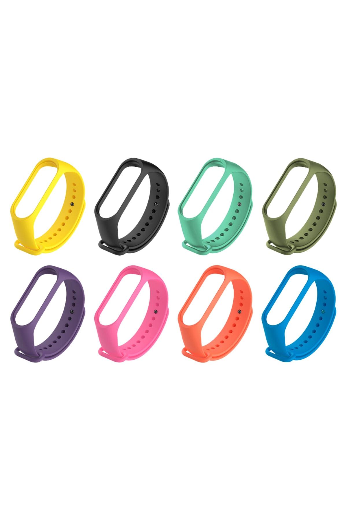 Kyver Xiaomi Mi Band 4 Ve 3 Uyumlu Silikon Kordon 8'li Set 6