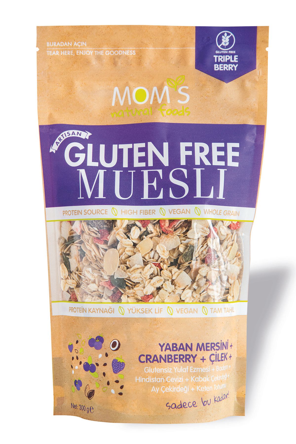 Mom's Natural Foods Glutensiz Yaban Mersini Ve Çilekli Müsli 300gr