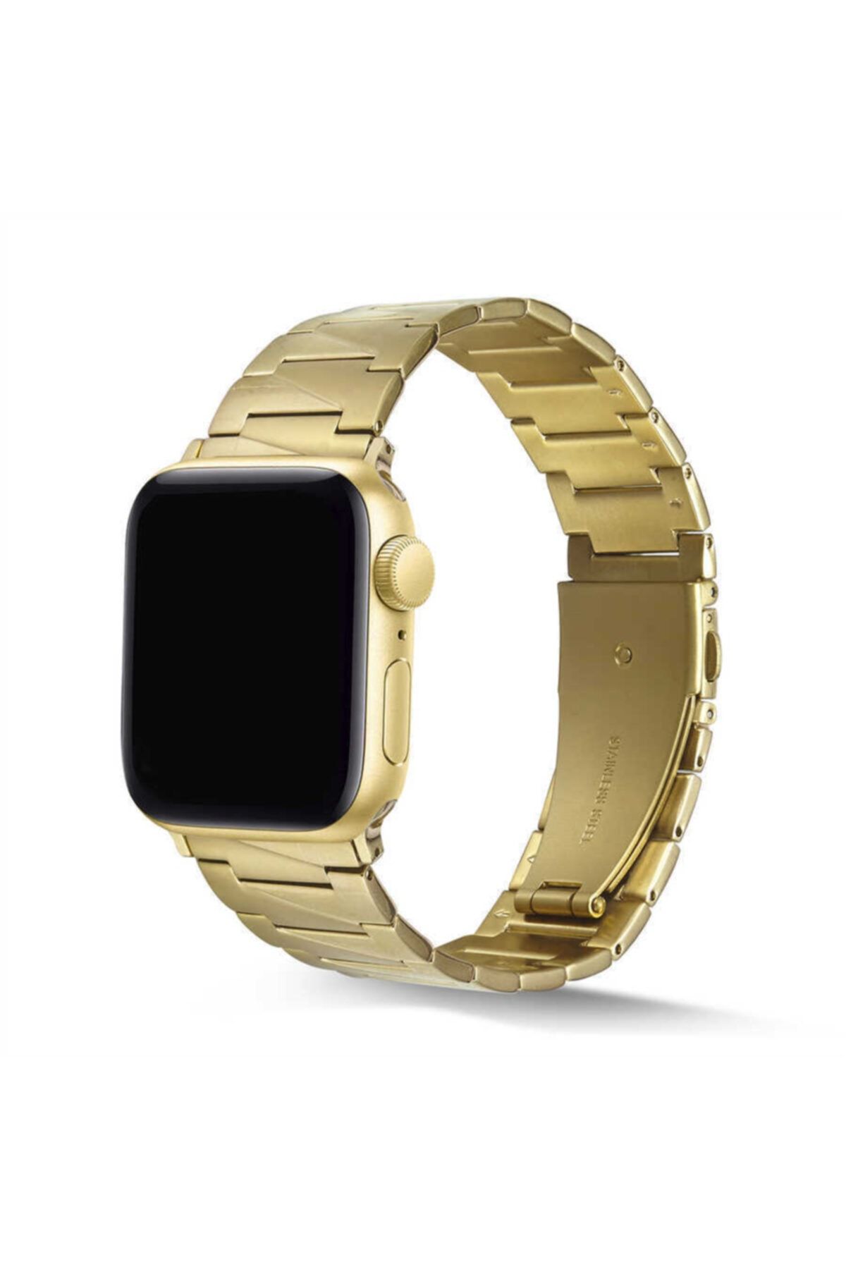 Apple Watch Seri 7 41mm Uyumlu Nezih Case Üçgen Parçalı Metal Kordon Gold
