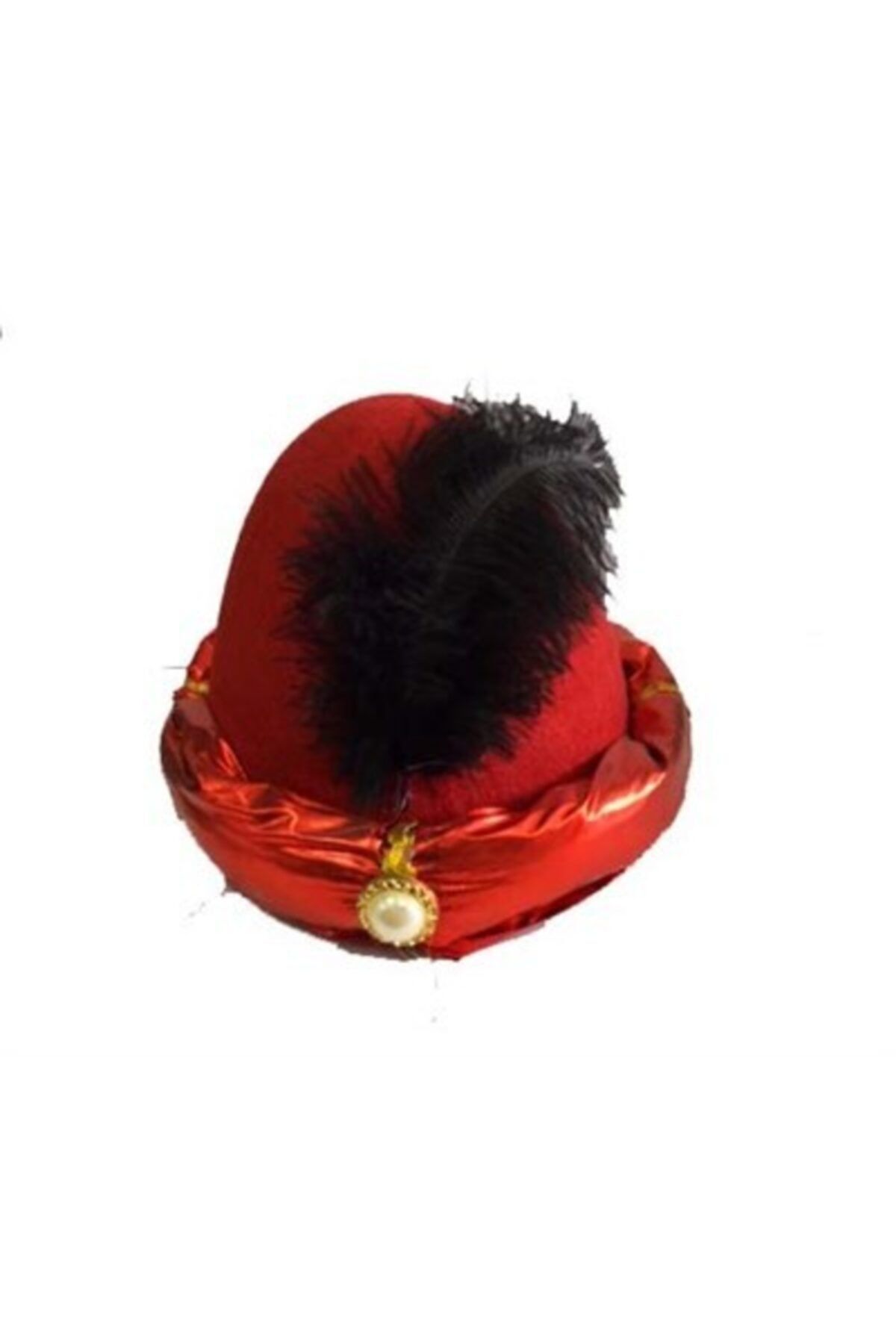 angel store Parti Siyah Tüylü Kırmızı Kumaş Kaplama Şehzade Sultan Şapkası
