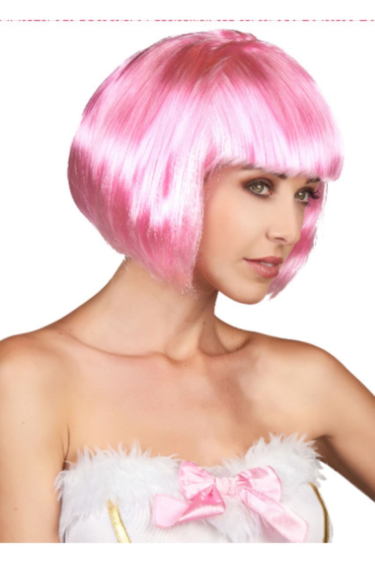 angel store Parti Aksesuar Soft Pembe Renk Parti Peruğu Küt Saç