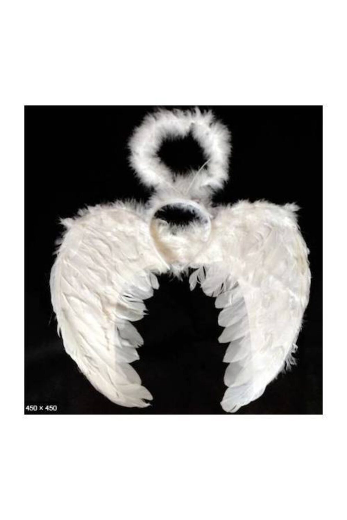angel store Beyaz Renkli Tüylü Bebek Melek Kanadı Ve Tacı 30x45 Cm