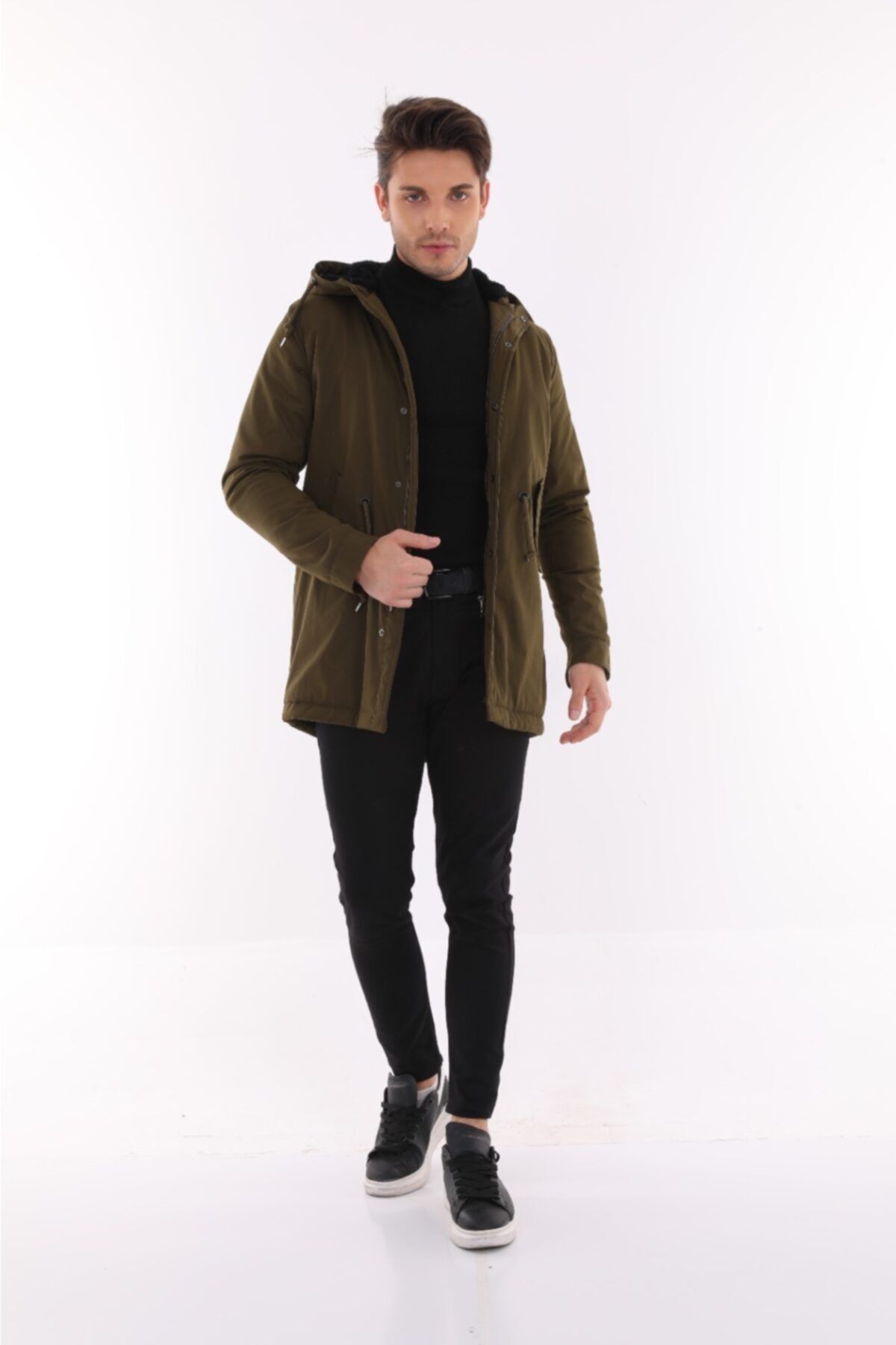 tomms Erkek Martin Slim Fit Kapüşonlu Içi Kürklü Uzun Parka Soğuk Geçirmez Bntdnr-8108