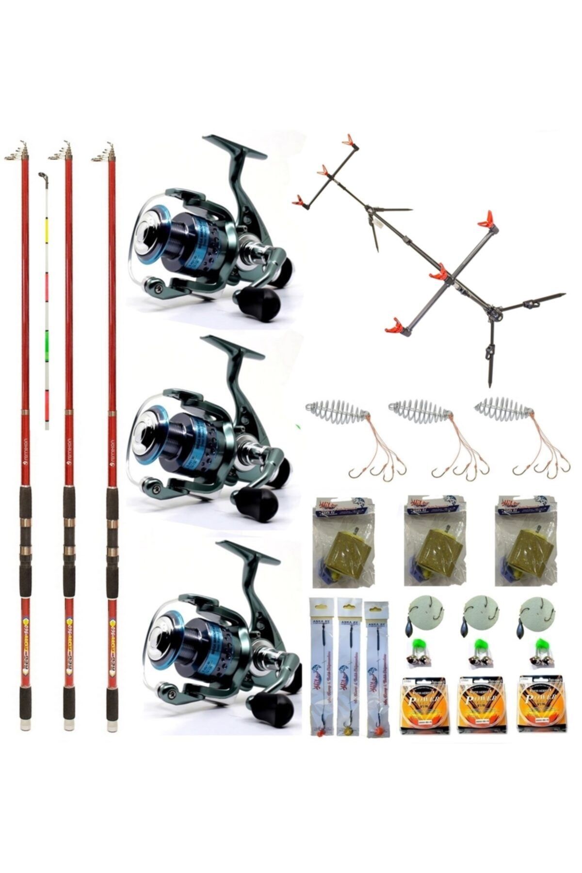 Remixon Red Gun 3.60 Mt 100-200 Gr Mega Sehpalı Tam Takım Sazan Olta Seti