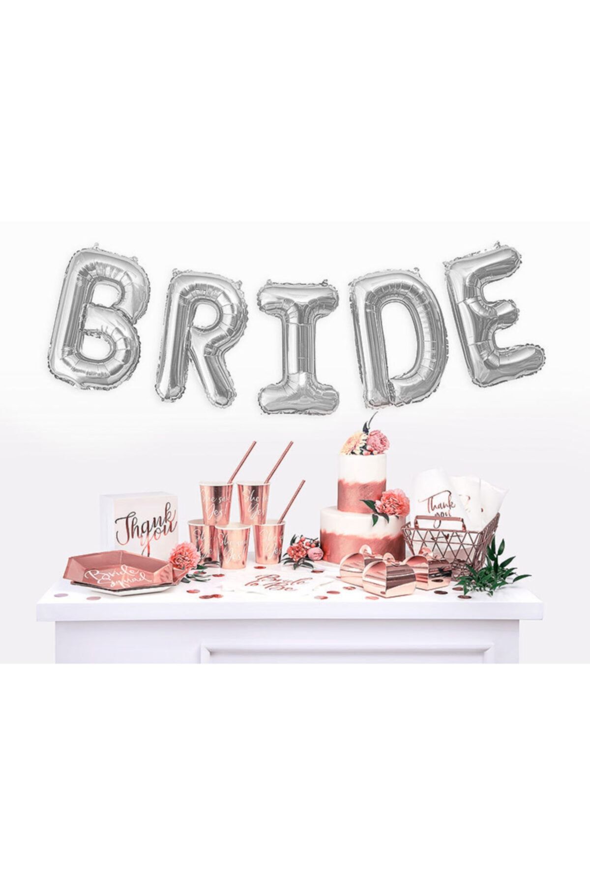 angel store Bride Yazılı Bekarlığa Veda Partisi Folyo Balonu Gümüş Renk 100 Cm