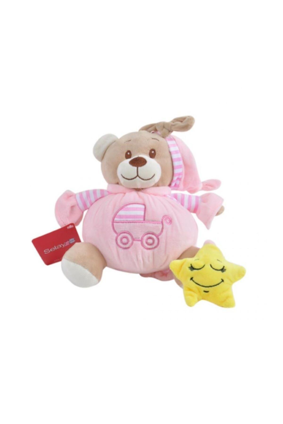 angel store Müzikli Şapkalı Ayı 19 Cm Pembe Pelüş Ayı Çocuk Oyuncak