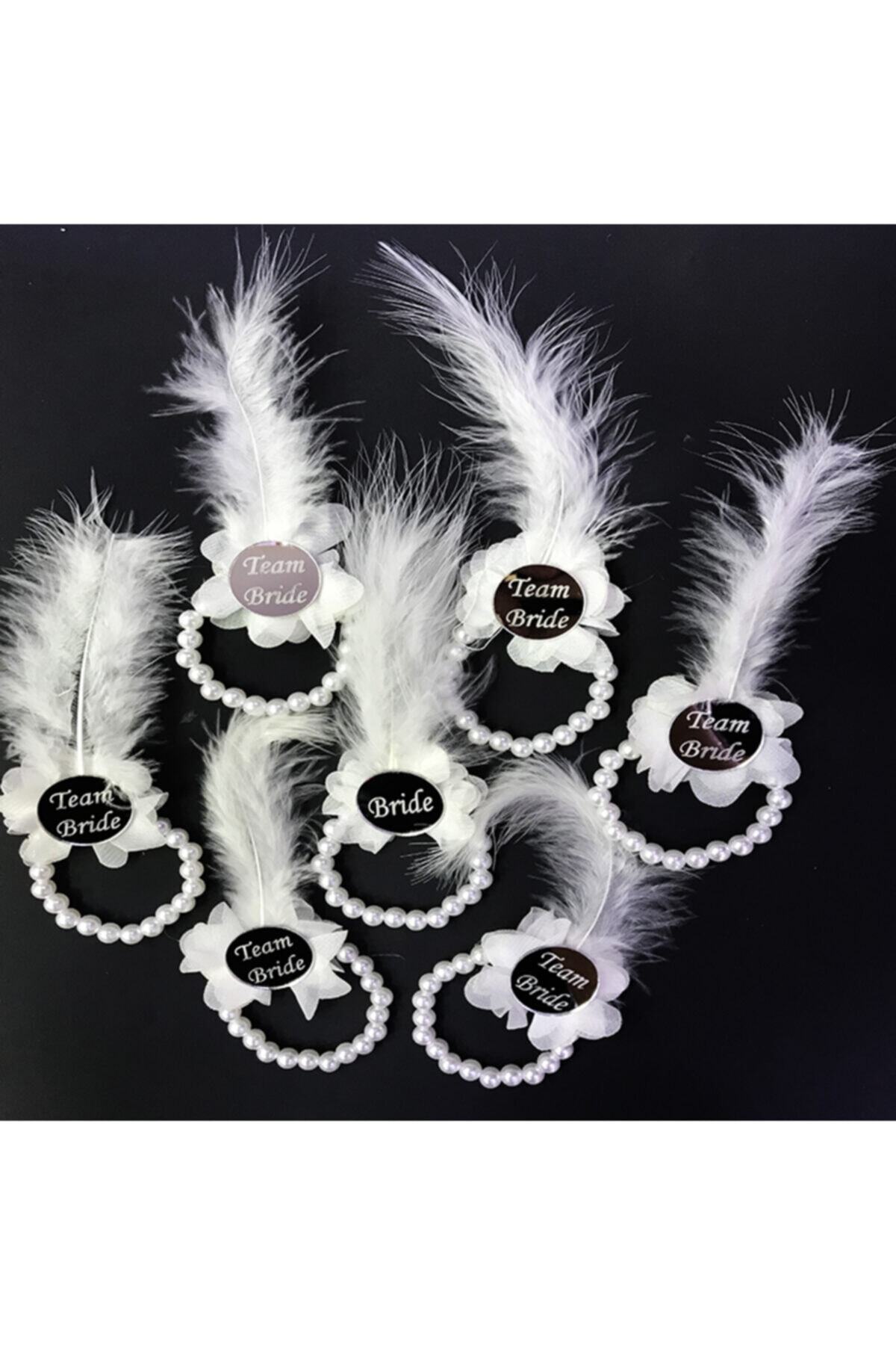 angel store Nedime Bilekliği Gümüş Renk Pleksili Beyaz Otrişli 7 Adet