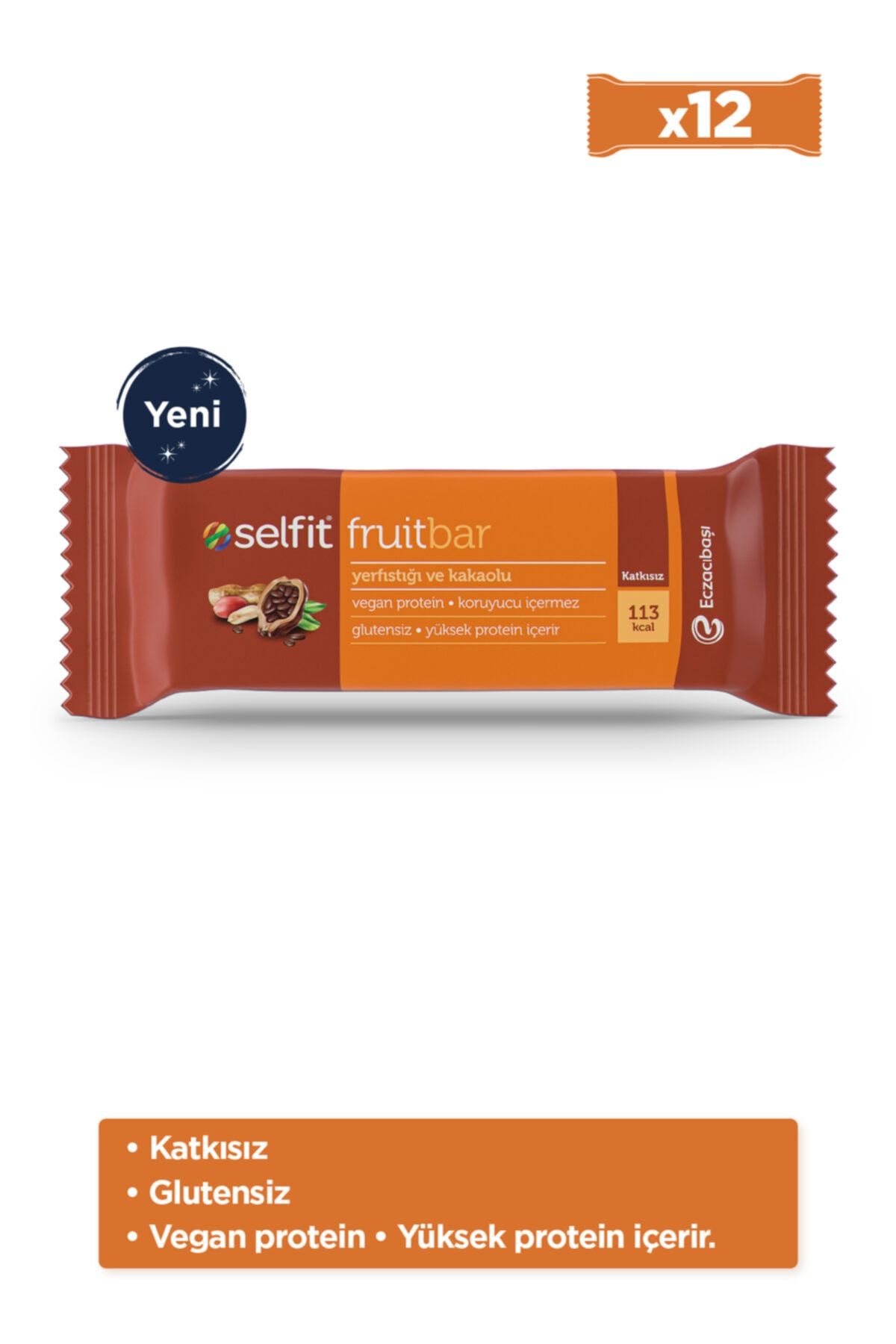 Eczacıbaşı Selfit Fruitbar Yer Fıstıklı ve Kakaolu Sağlıklı Atıştırmalık Bar - 25 gr x12 Adet