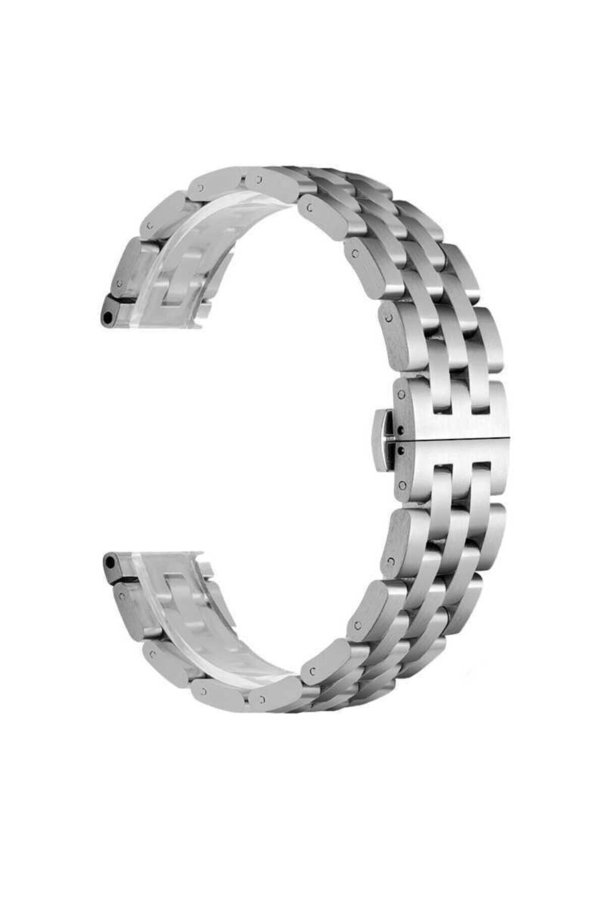 Huawei Watch Gt3 46mm Uyumlu Nezih Case 22mm Baklalı Metal Kordon Gümüş