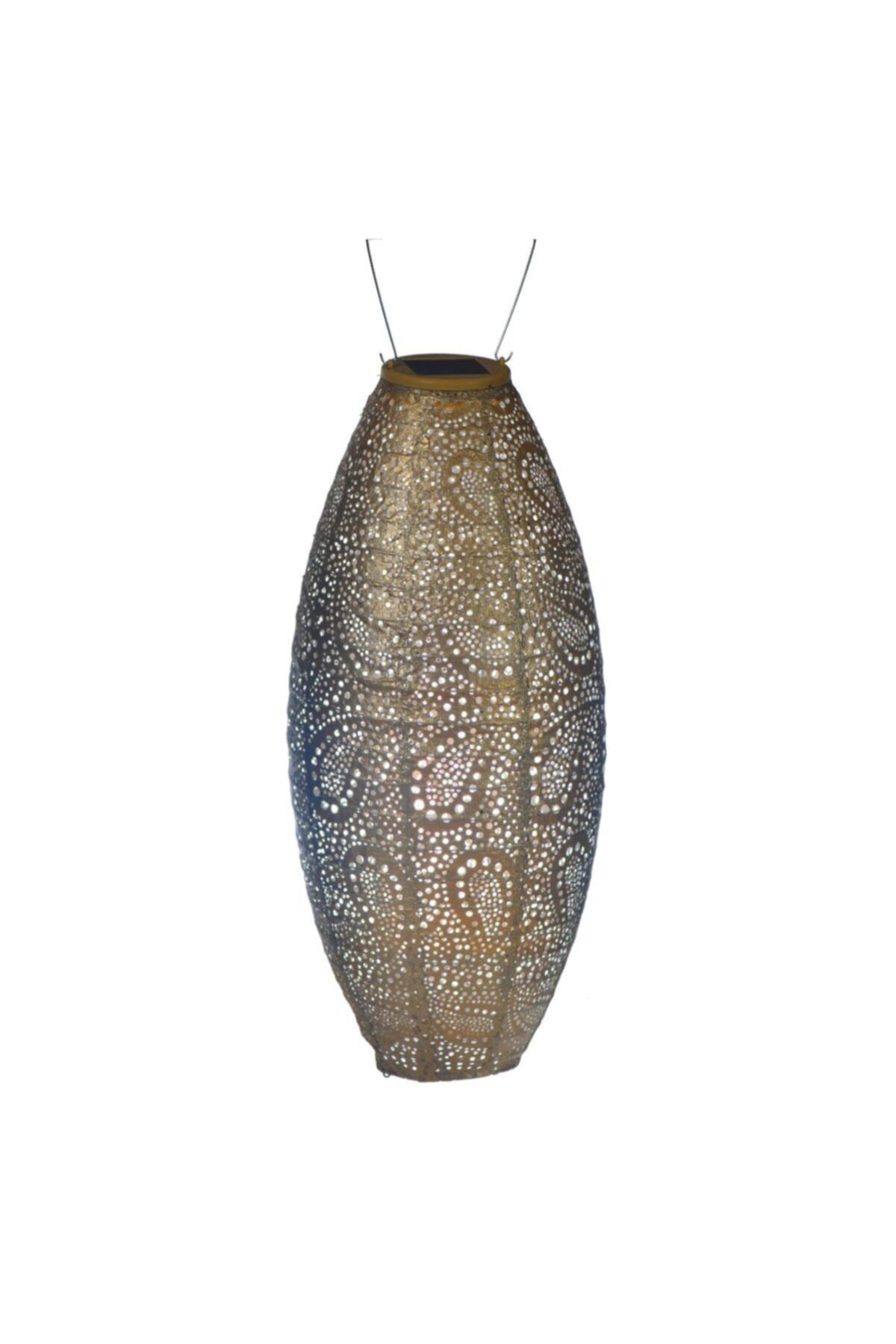Via Gardenia Altın Sarısı Uzun Oval Solar Fener 20cm