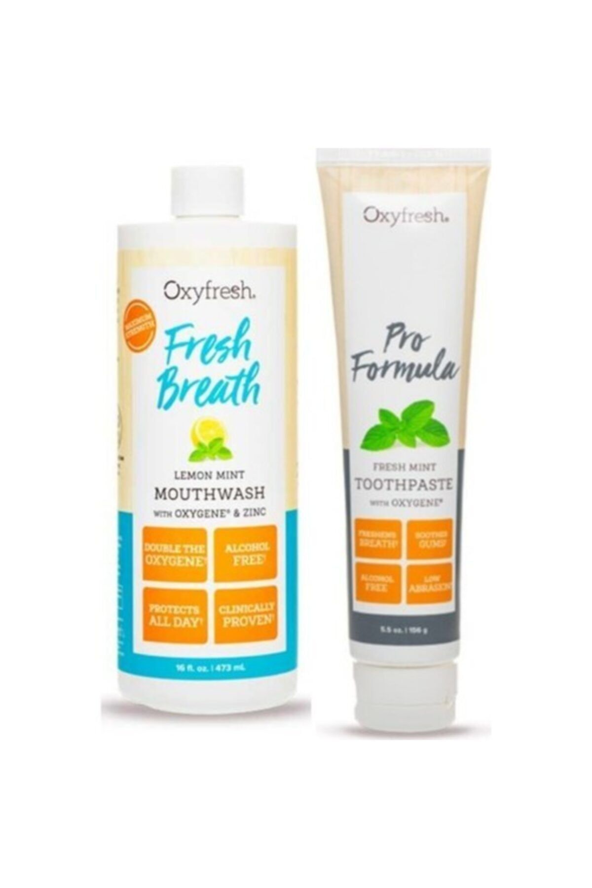 OXYFRESH Florürsüz Nane Limon Ağız Bakım Suyu 473 Ml Ve Florürsüz Diş Macunu 156 Gr