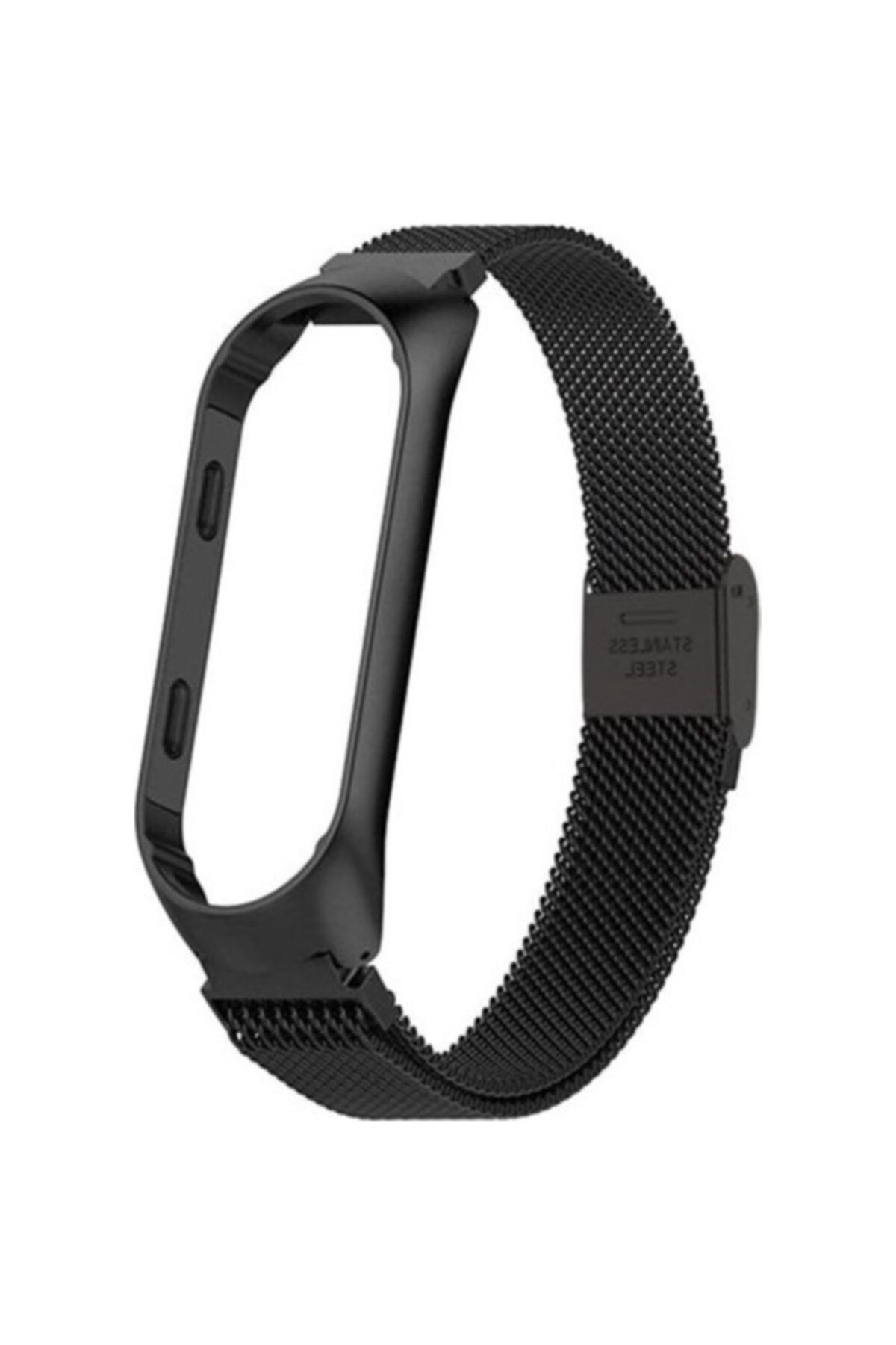 Mobicas Xiaomi Mi Band 3 Uyumlu Hasır Desenli Metal Kordon Siyah