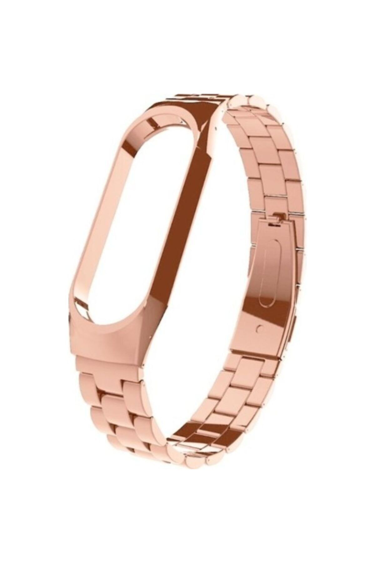Mobicas Xiaomi Mi Band 5 Uyumlu Klasik Model Metal Kordon Rose Gold
