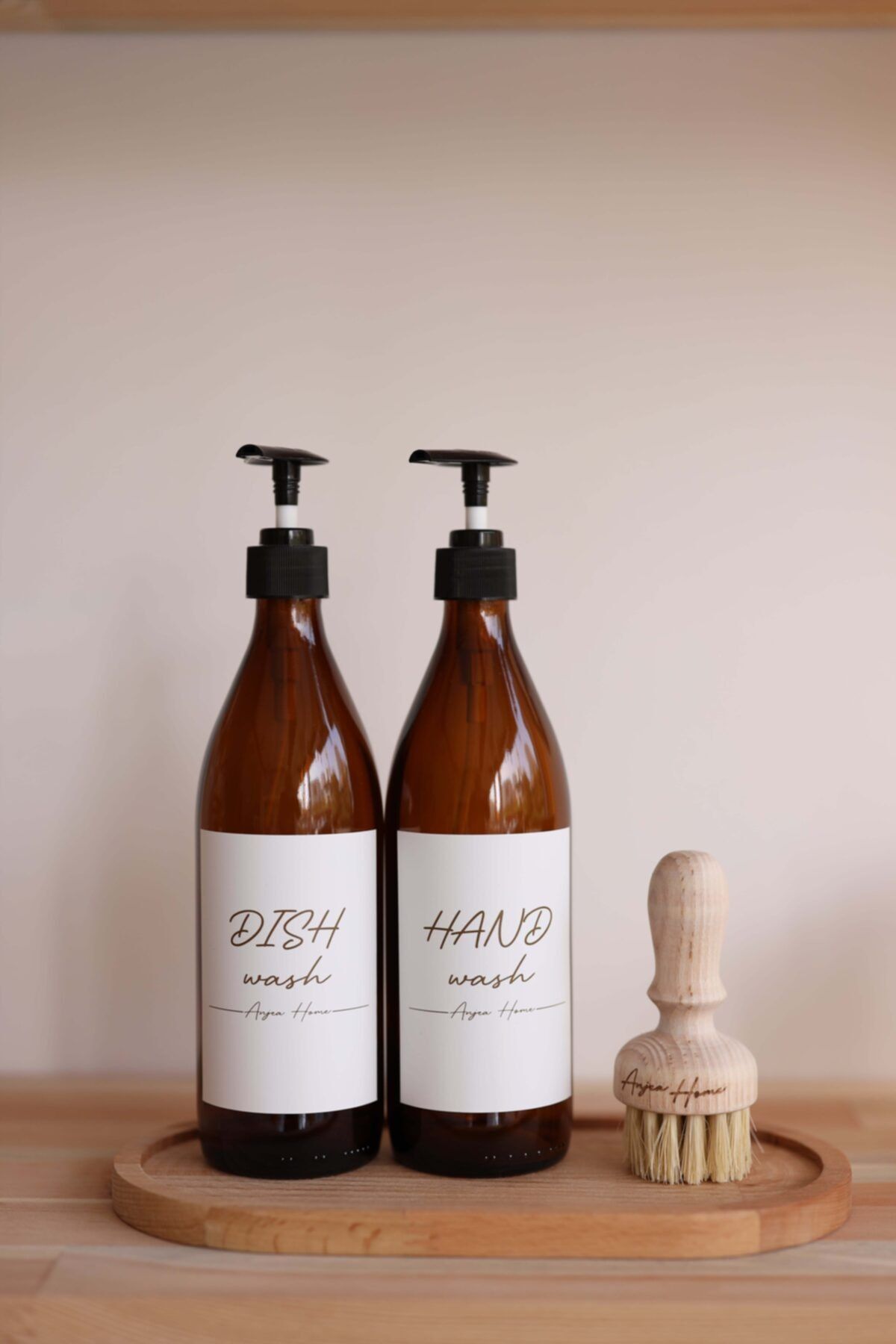 ANJEAHOME 2'li Amber Cam Şişe Seti Dısh Wash & Hand Wash 500ml (sabunluk)