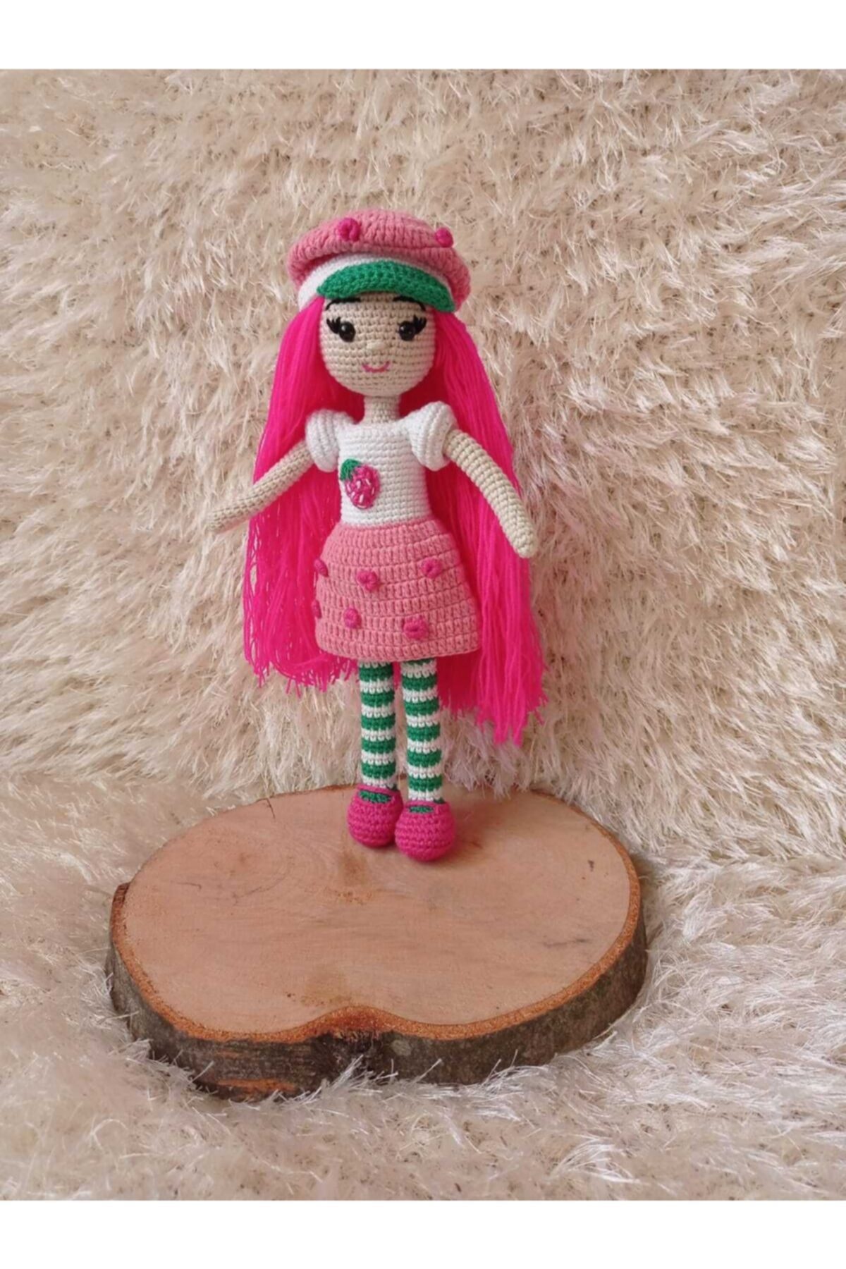 Hobice Satış Amigurumi Organik Oyuncak Çilek Kız
