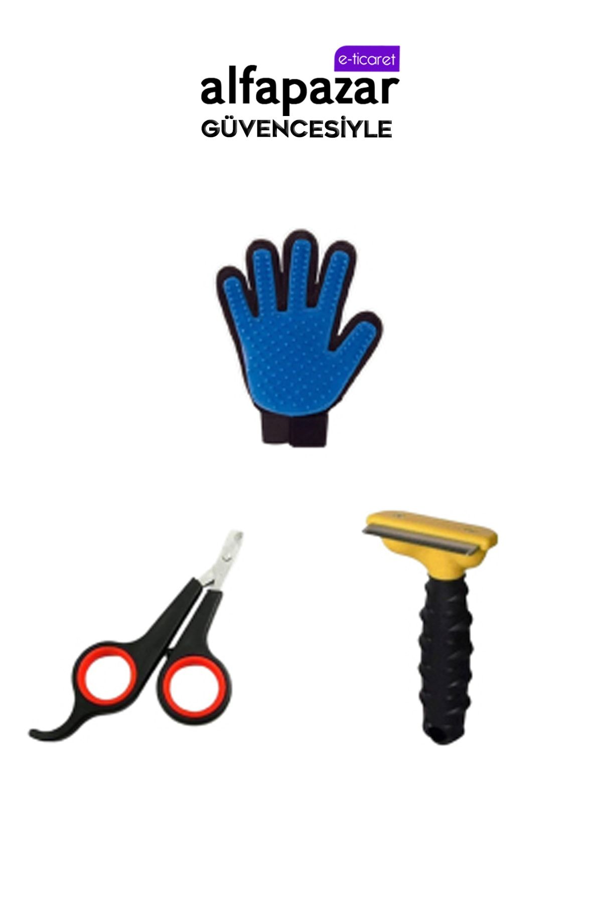 alfapazar eticaret Furminator, Makas Ve Tüy Toplama Eldiveni - Efsane Set